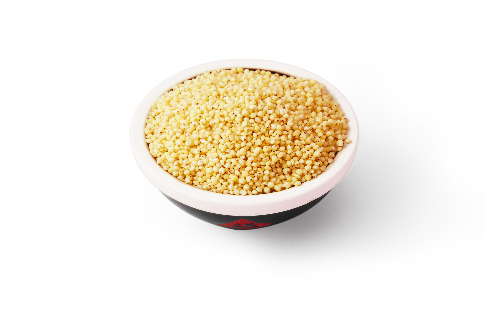 白底俯视图黑碗一碗高粱米高粱米一碗粮食