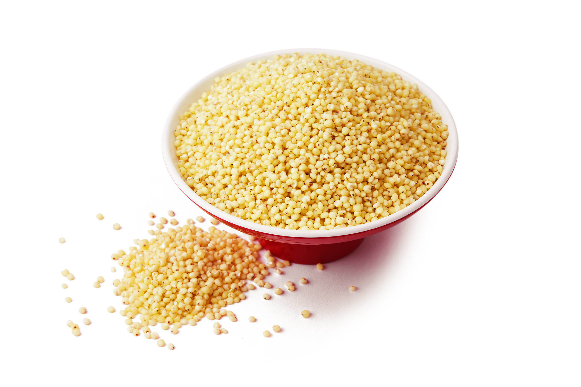 白底红碗高粱米一碗高粱米散落粮食