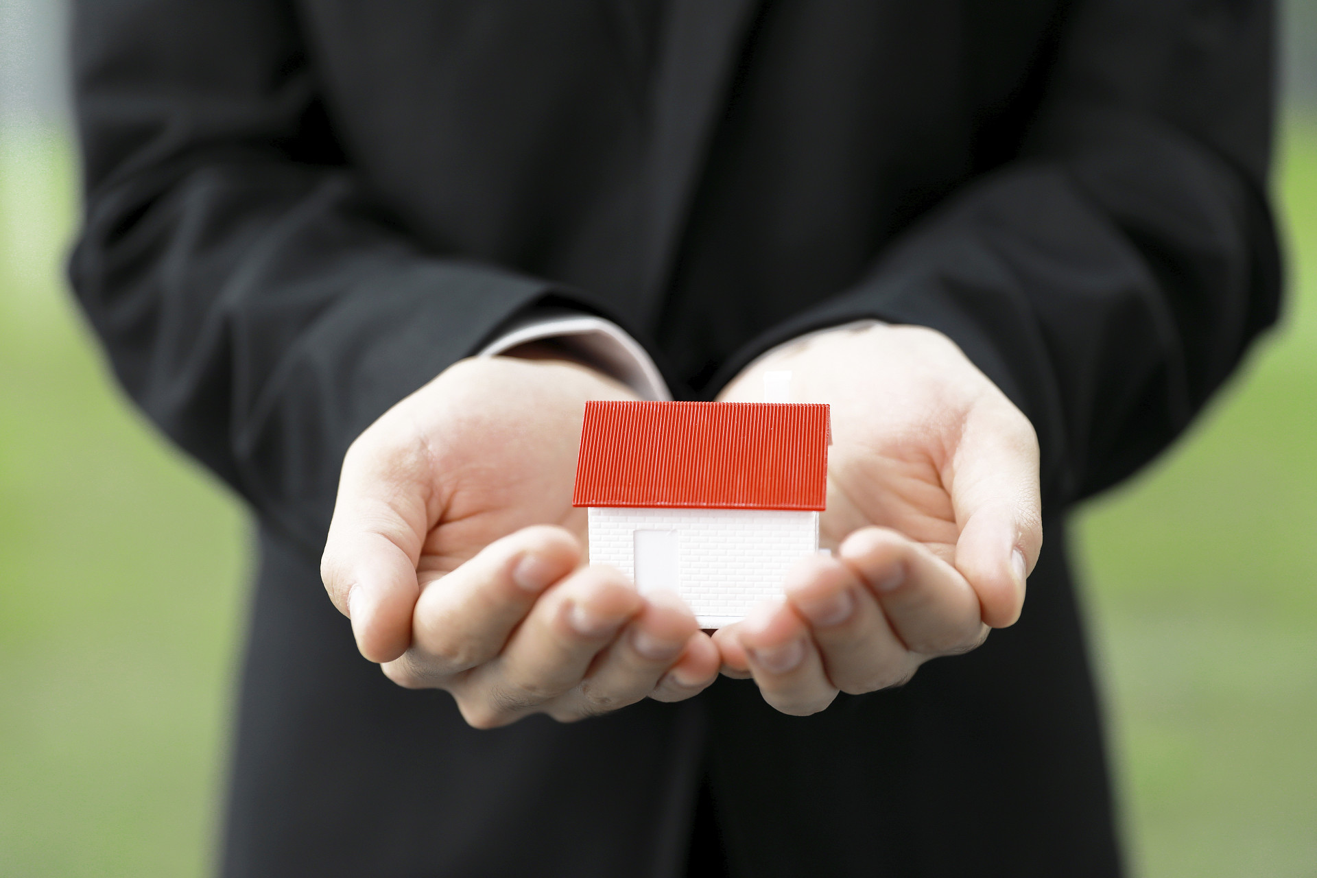 商务人像手托房子理财财产守护保护