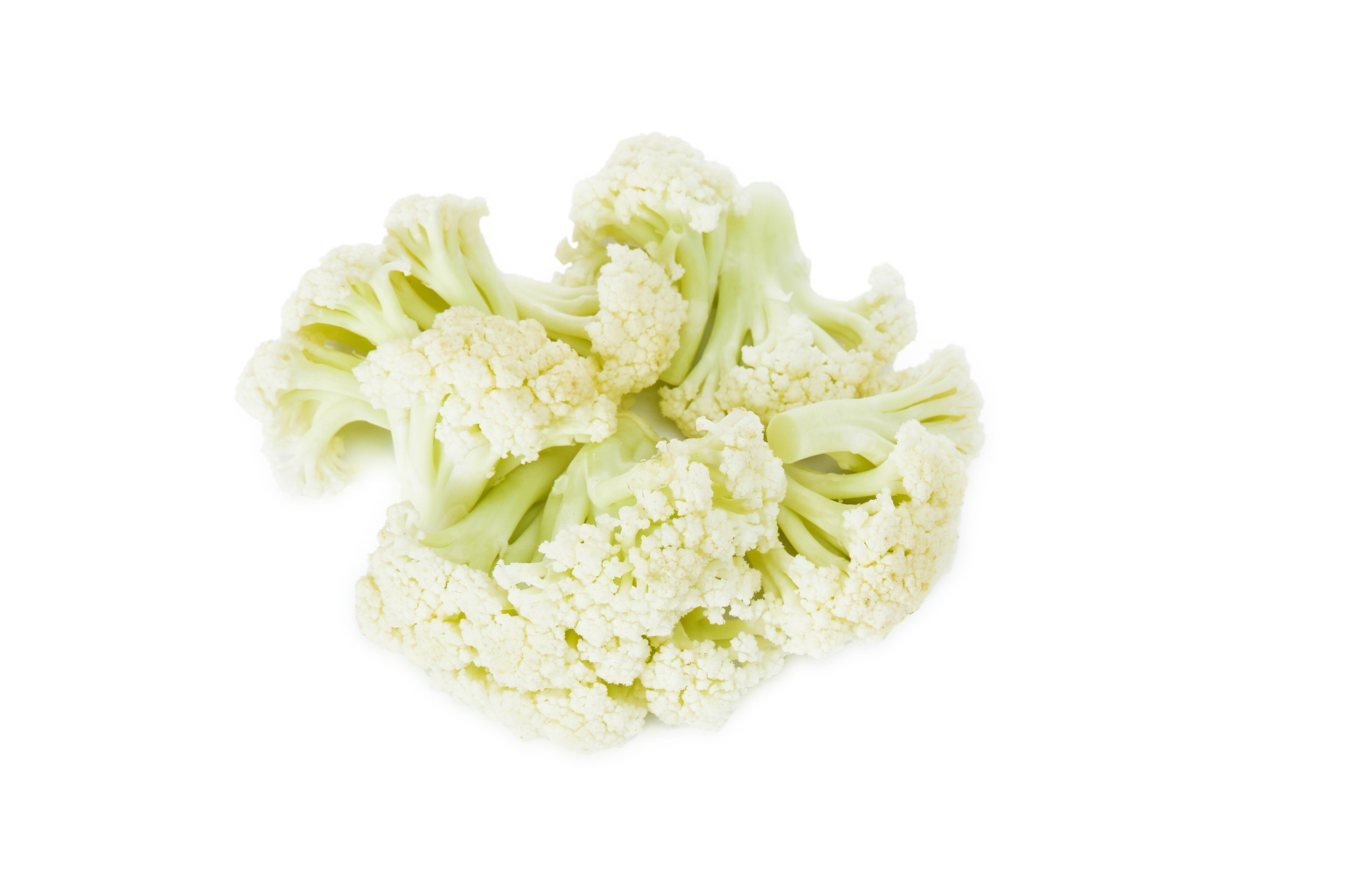 白底蔬菜切开菜花切开花菜一朵花菜