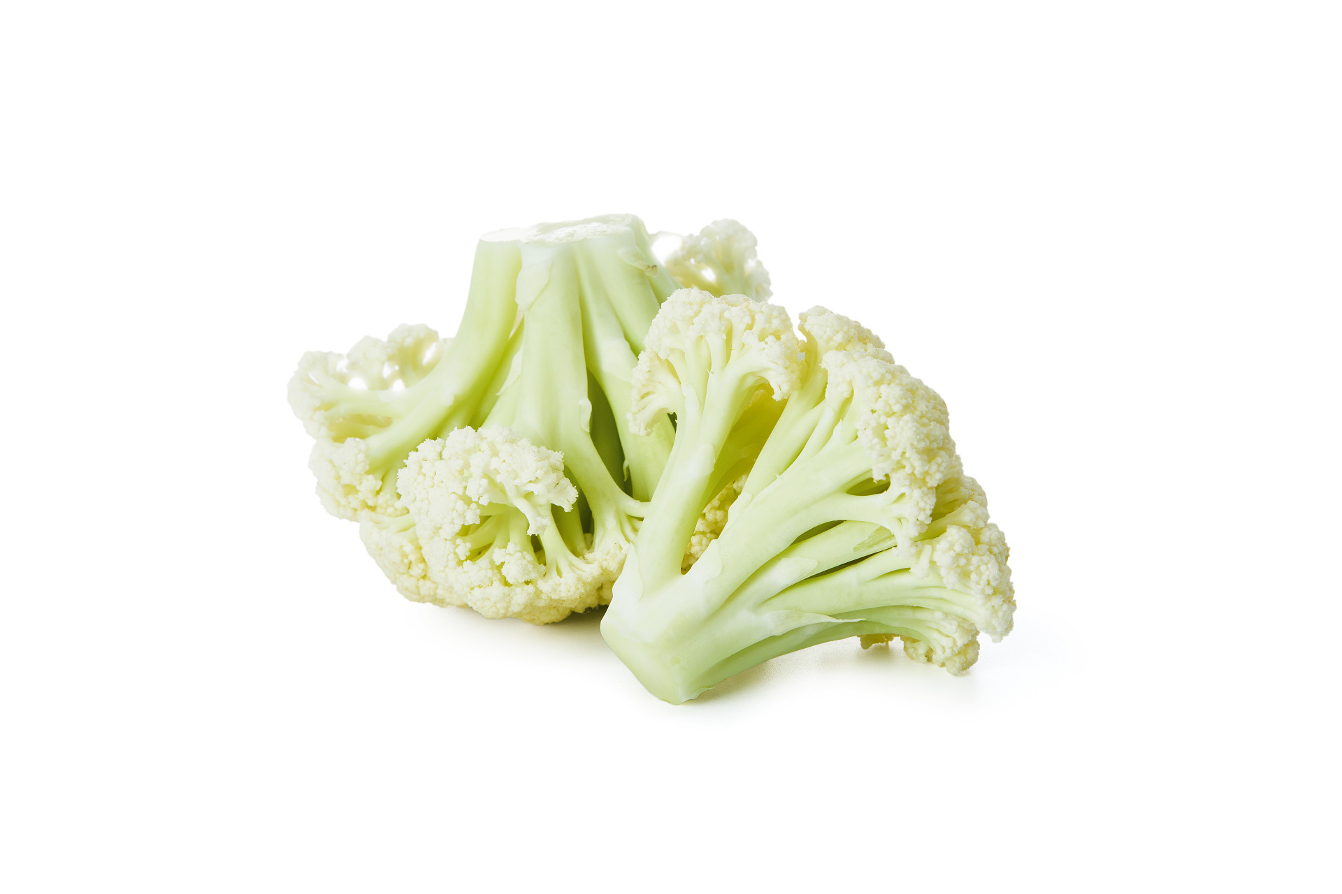 白底切开菜花切开花菜几朵花菜