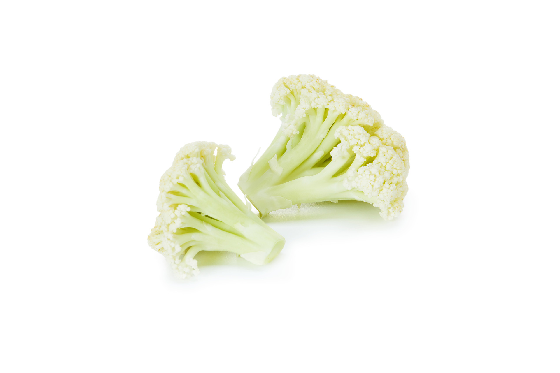 白底切开菜花切开花菜两朵花菜两朵菜花