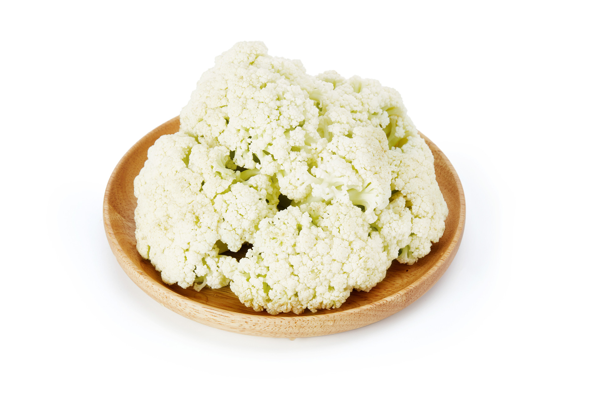 白底木盘一盘菜花蔬菜切开菜花切开花菜