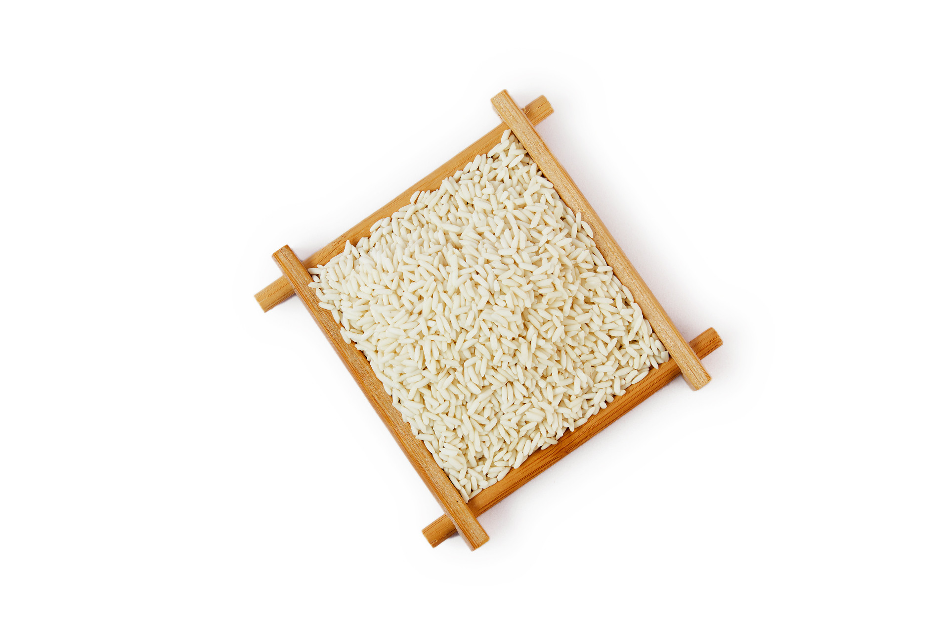 白底俯视图木盒一盒长糯米长糯米一盒粮食