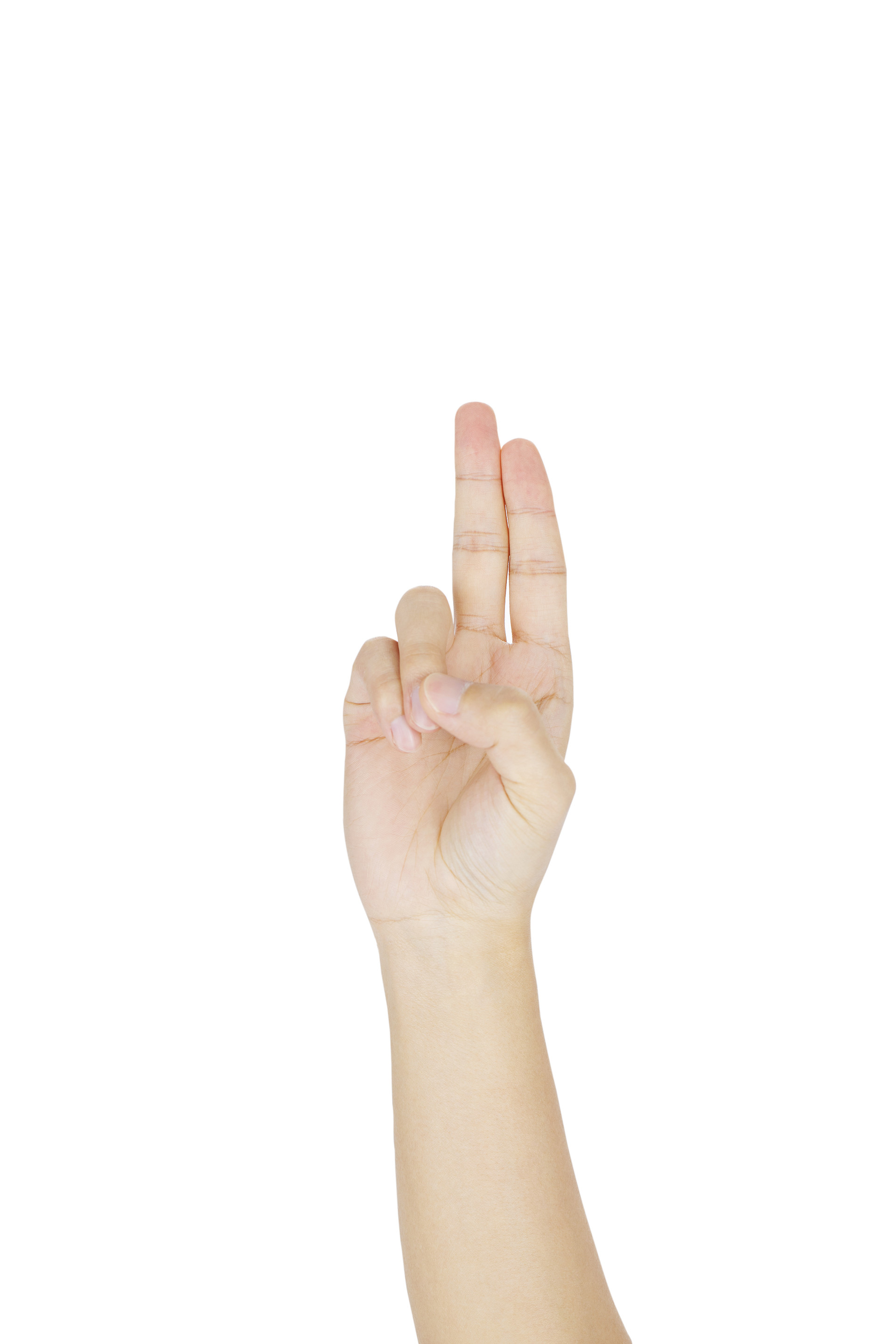 白底手势人物手势两根手指