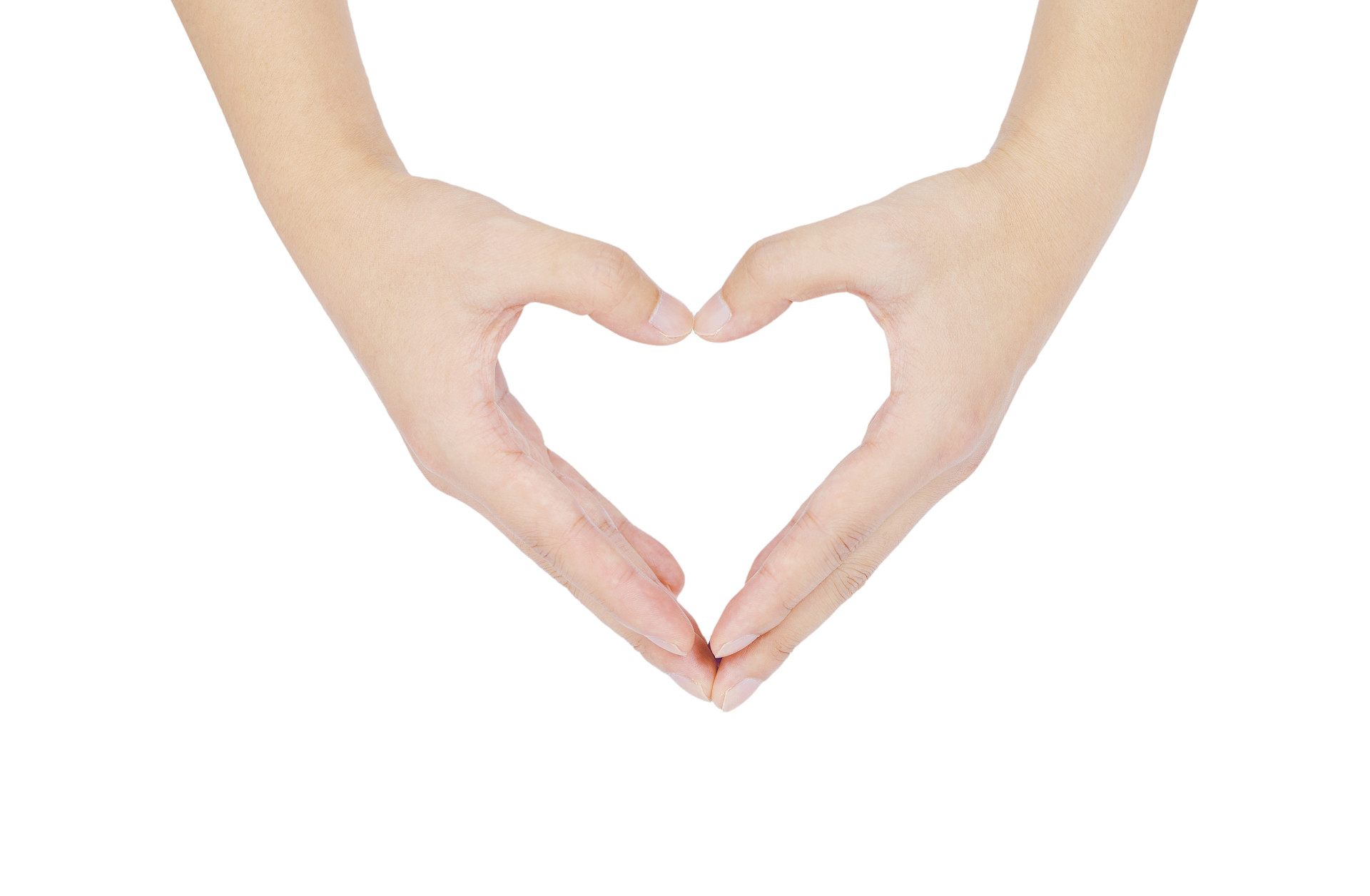 白底手势笔芯比心心形爱心人物手势