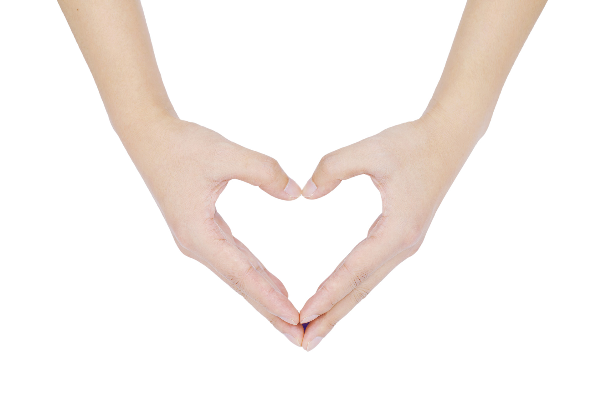 白底手势笔芯比心心形爱心人物手势双手比心