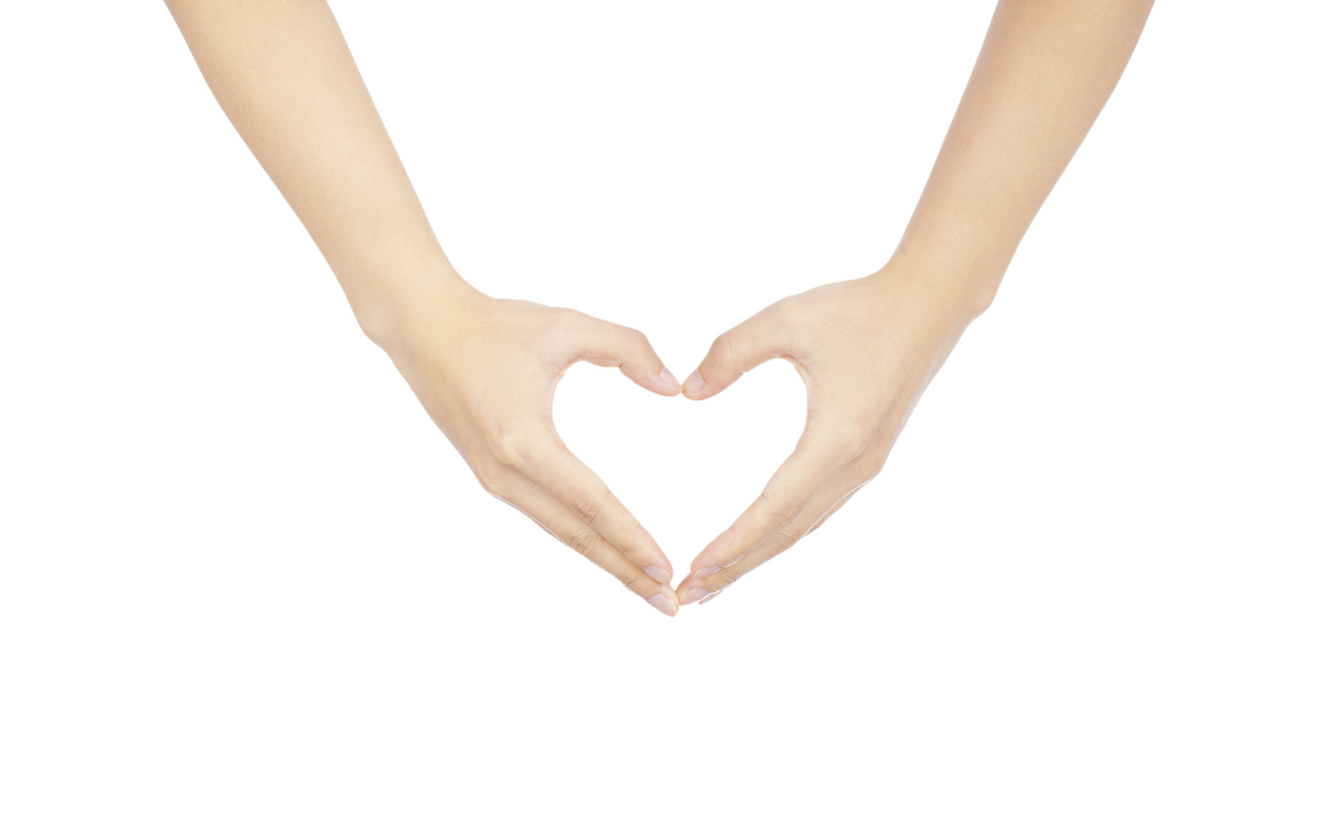 白底手势笔芯比心心形爱心人物手势双手比心