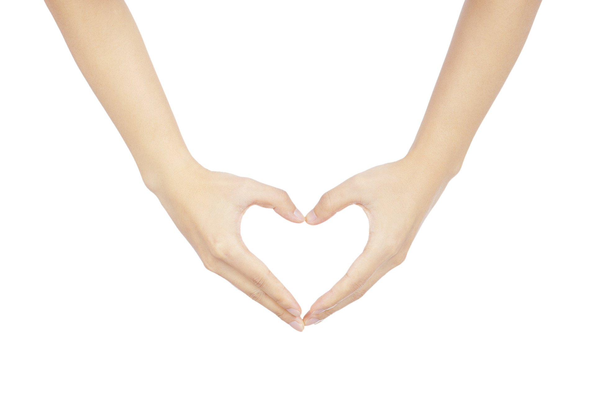 白底手势笔芯比心心形爱心人物手势