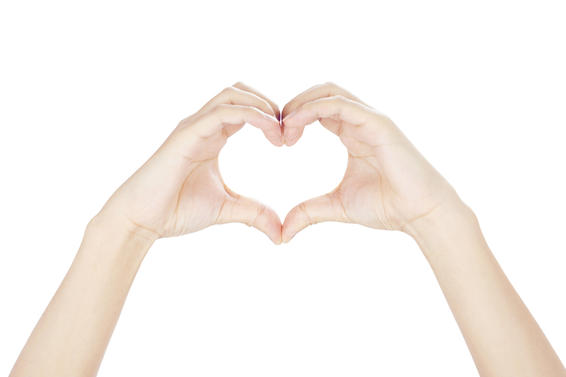 白底手势笔芯比心心形爱心人物手势双手比心