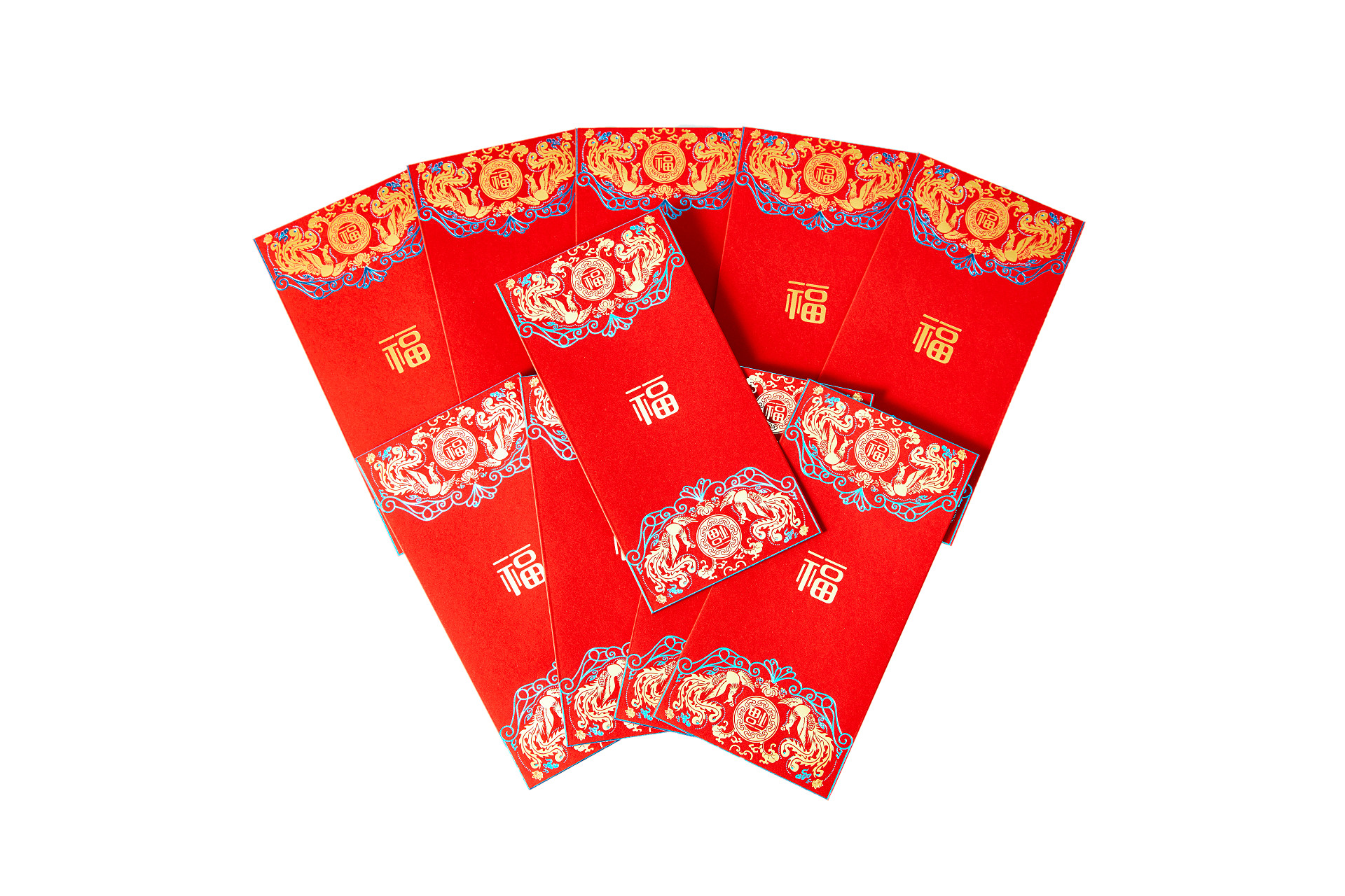 白底花纹两排红包印花红包几个红包新年红包福字