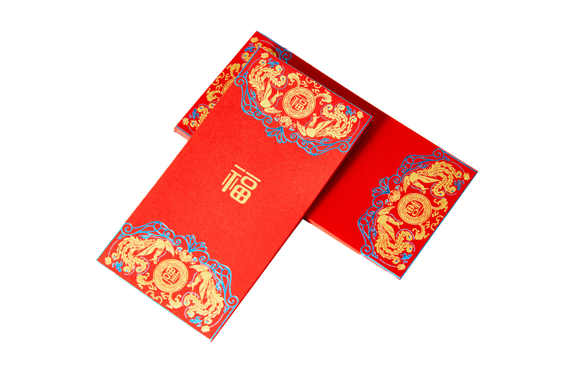 白底花纹印花红包两叠红包新年红包福字
