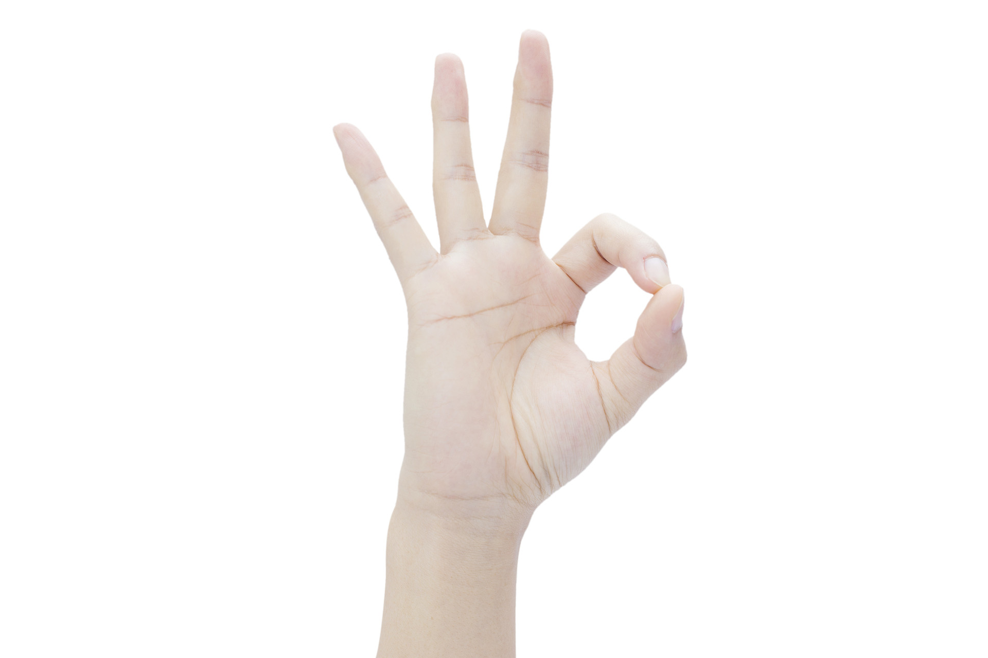 白底手势人物手势OK手势同意手势