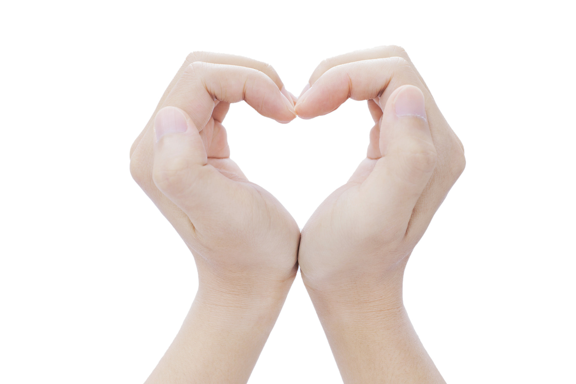 白底手势比心心形爱心人物手势双手比心