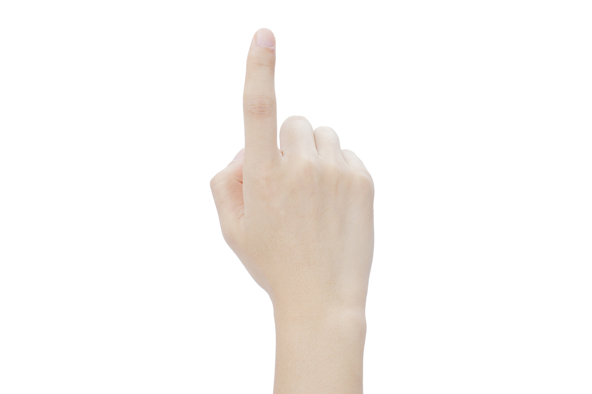 白底手势人物手势一根手指伸出食指一根食指