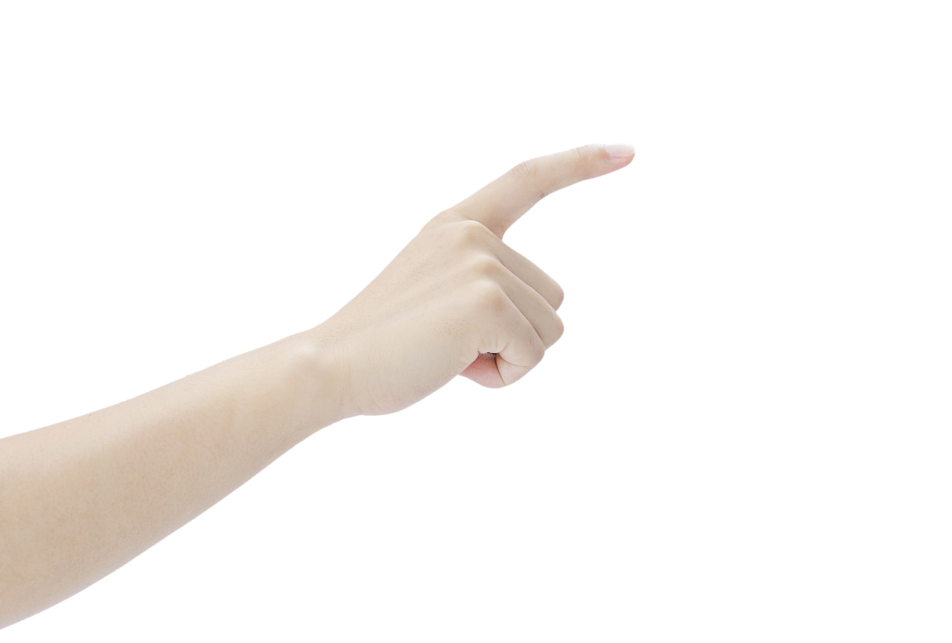 白底手势人物手势一根手指伸出食指指着方向