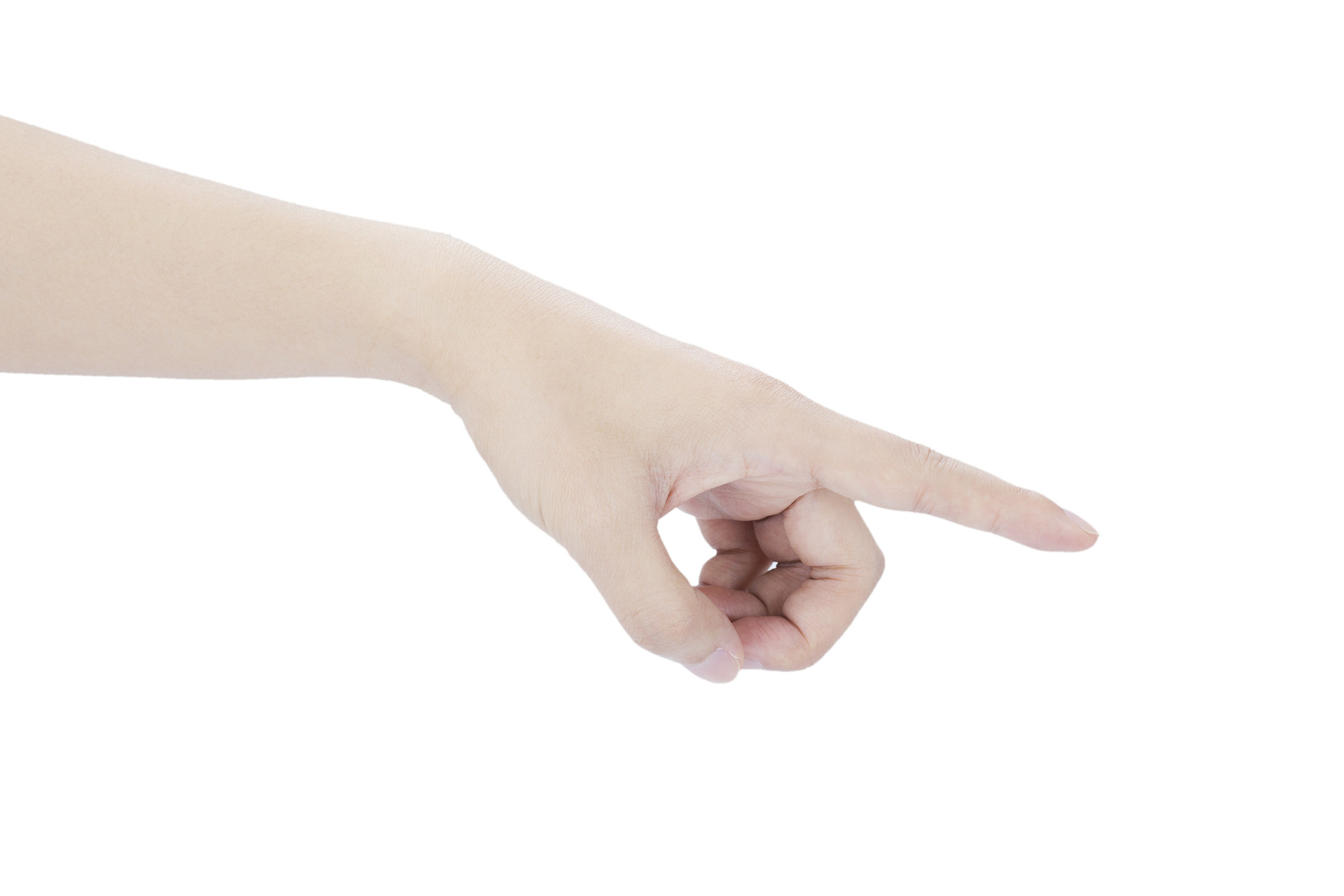 白底手势人物手势一根手指伸出食指斜着指