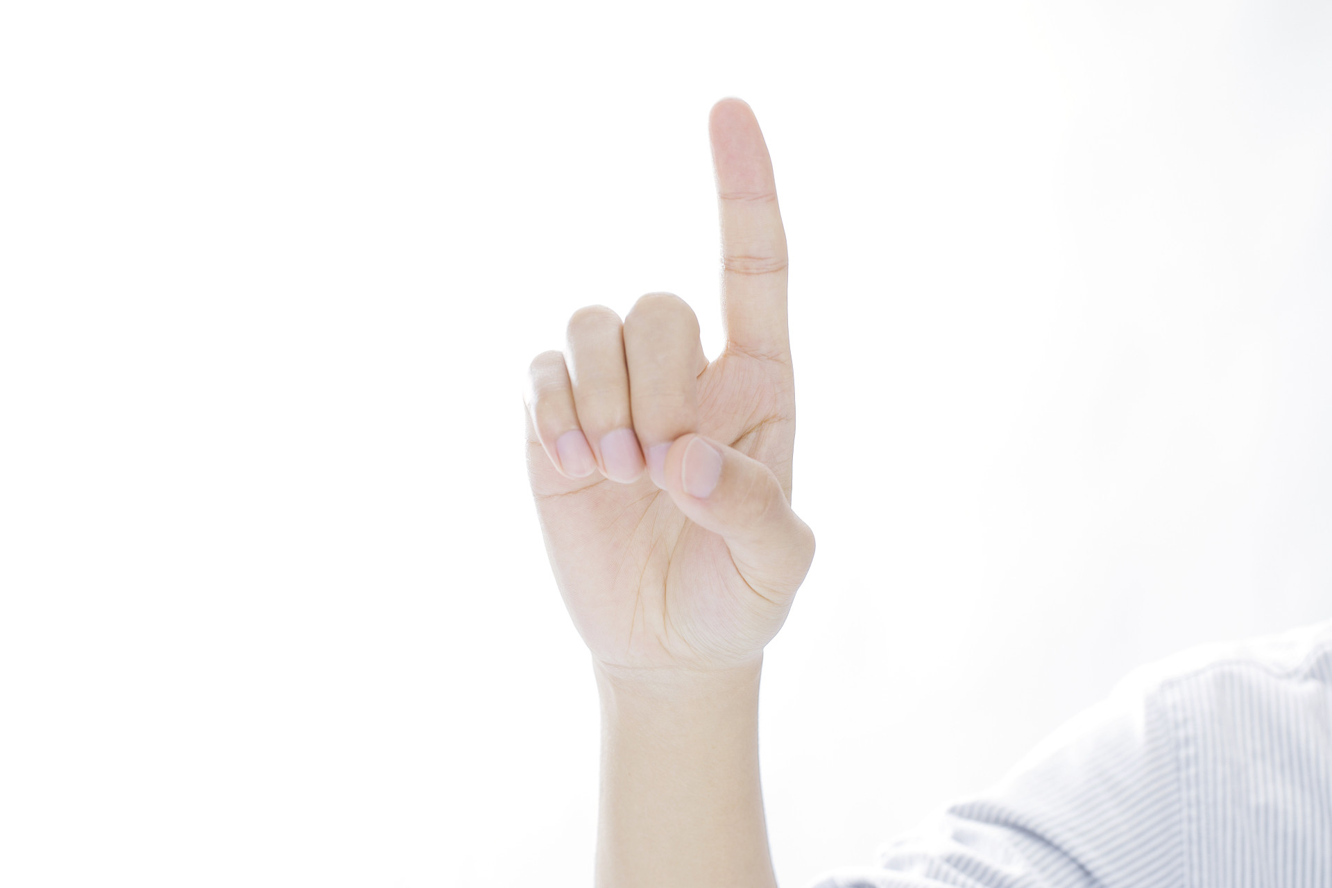 白底商务手势人物手势一根手指一根食指