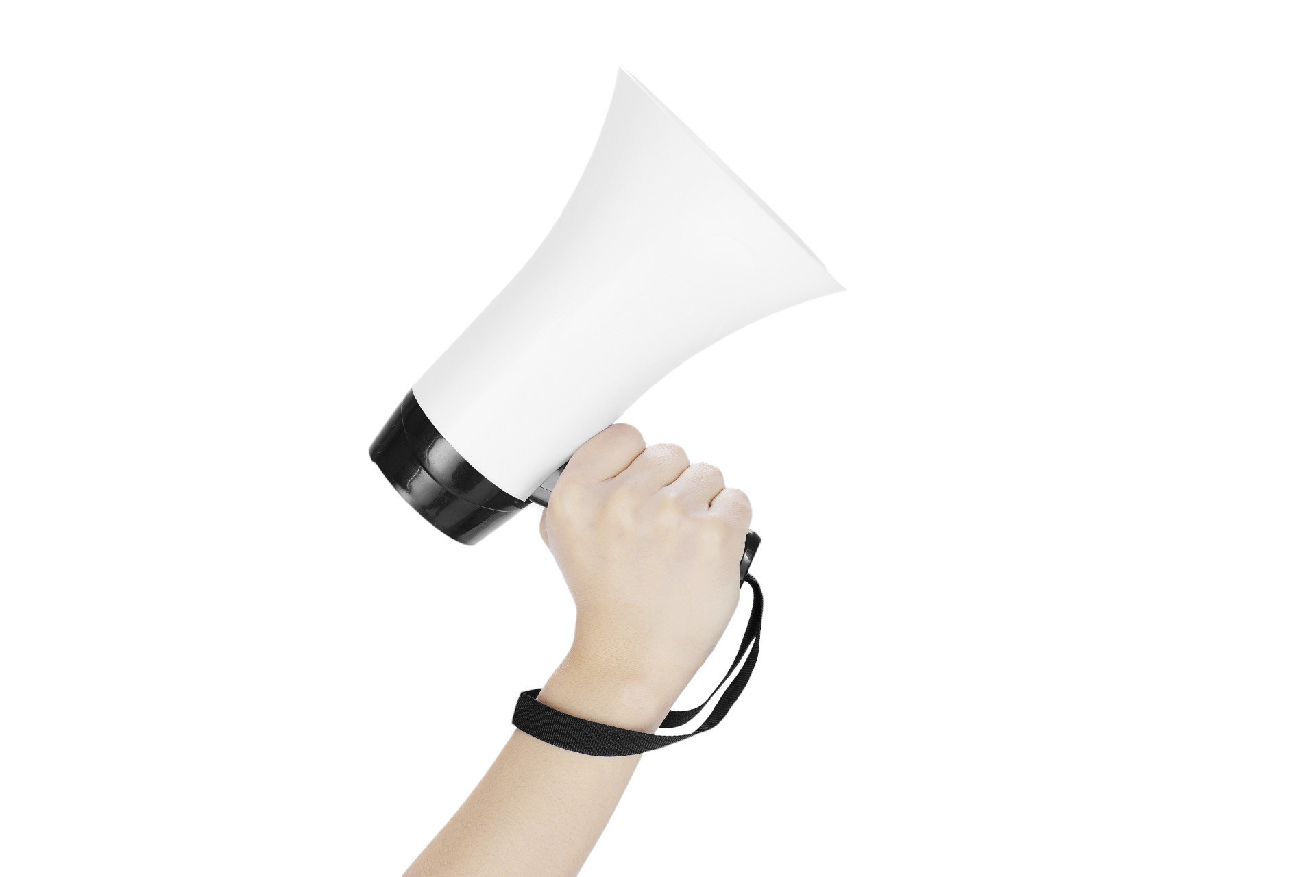 白底手势人物手势手拿喇叭手拿扬声器举起喇叭