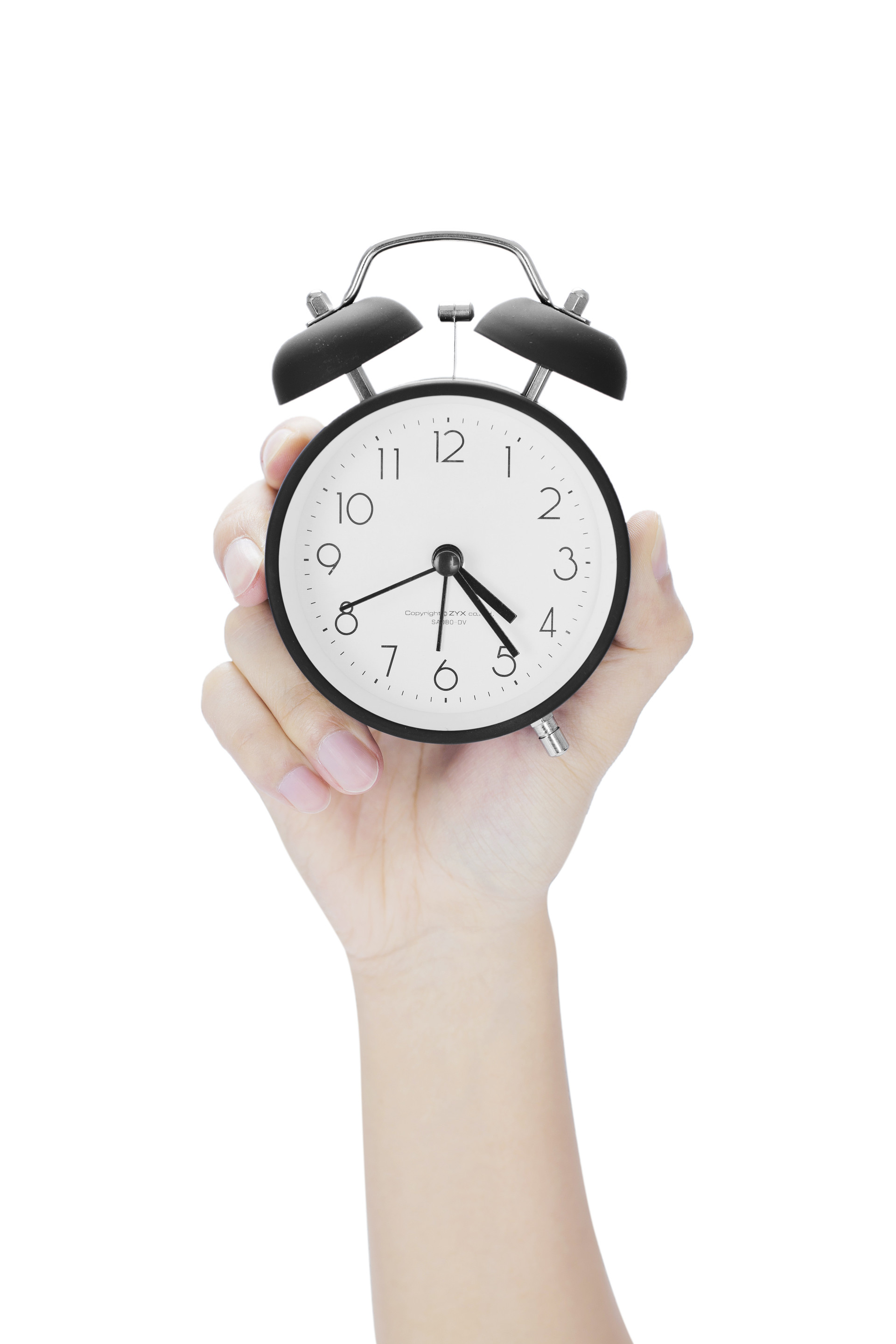 白底手势人物手势闹钟手拿闹钟手拿钟表