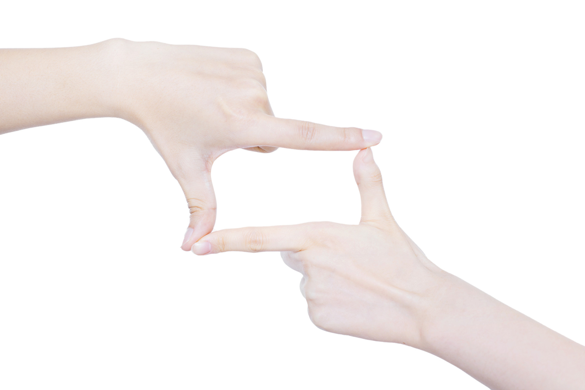 白底手势人物手势两只手手指框手指组合