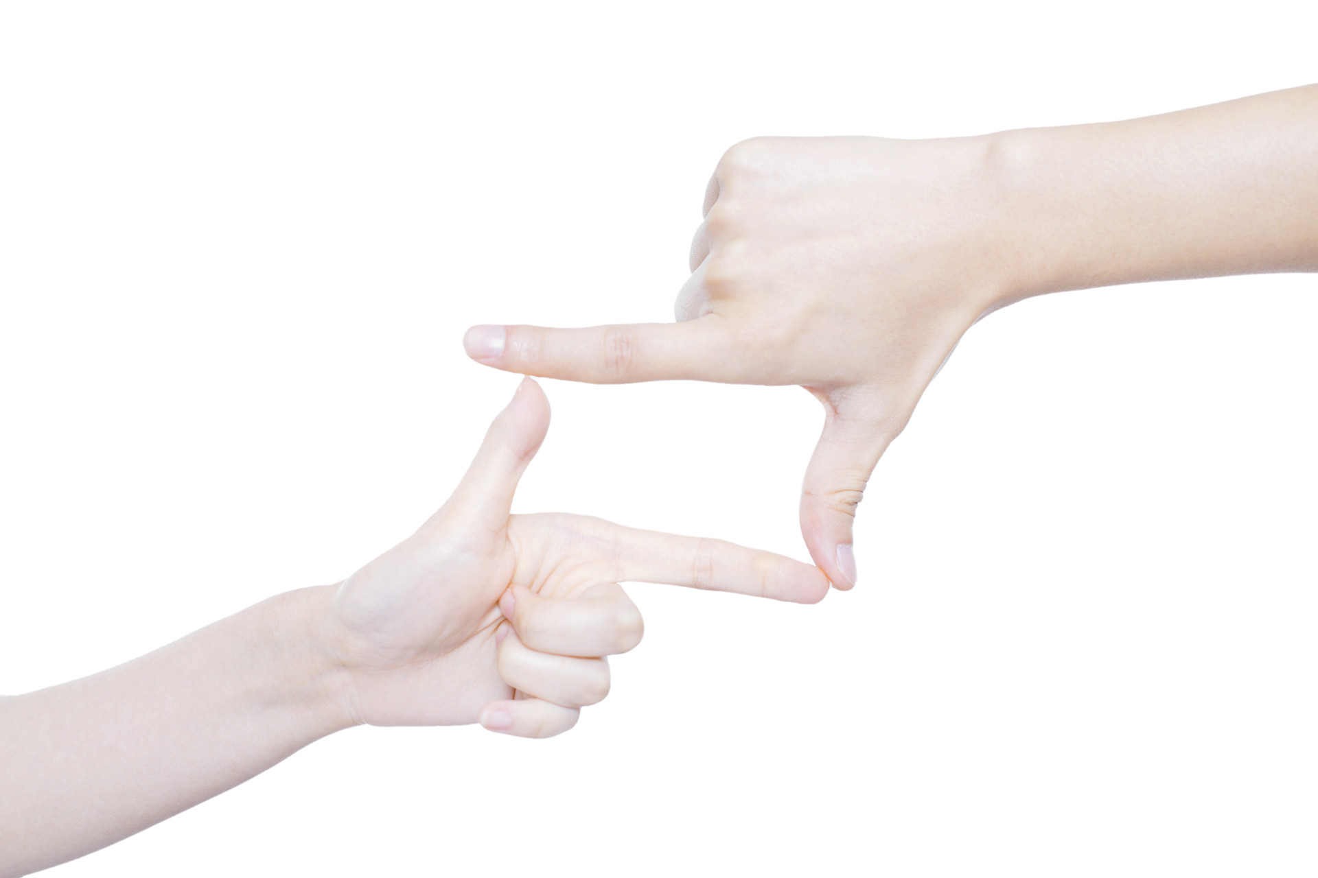 白底手势人物手势两只手手指框手指组合