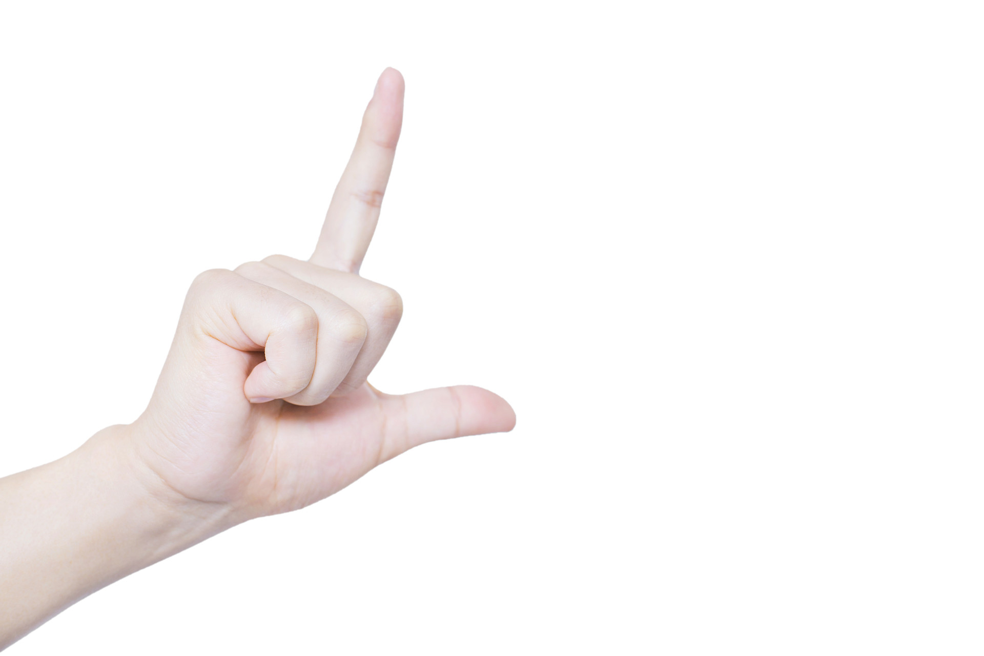 白底手势人物手势两根手指伸出手指