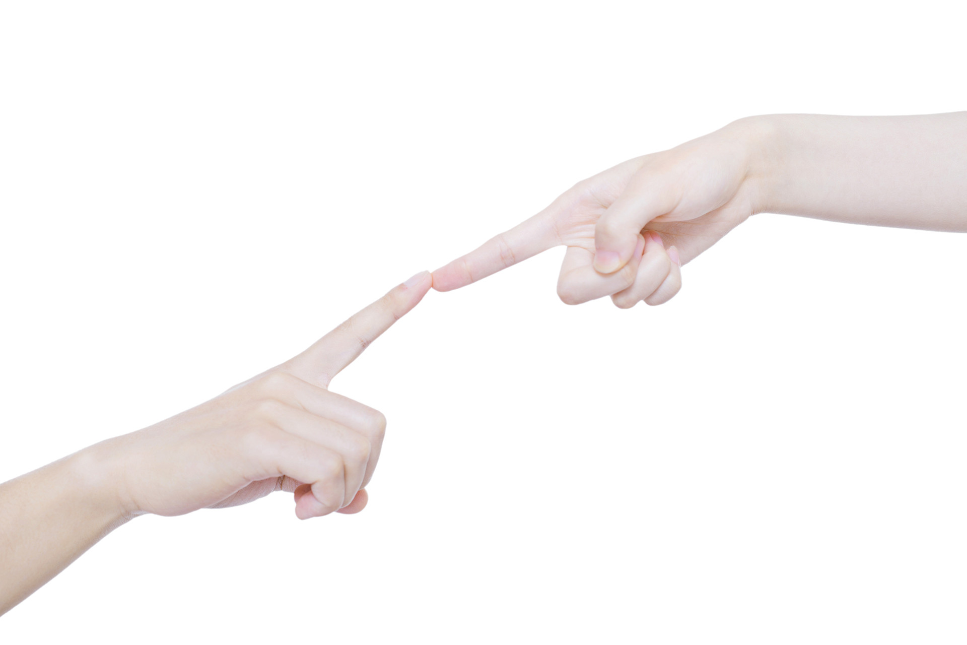 白底手势人物手势两只手指尖相对食指相对