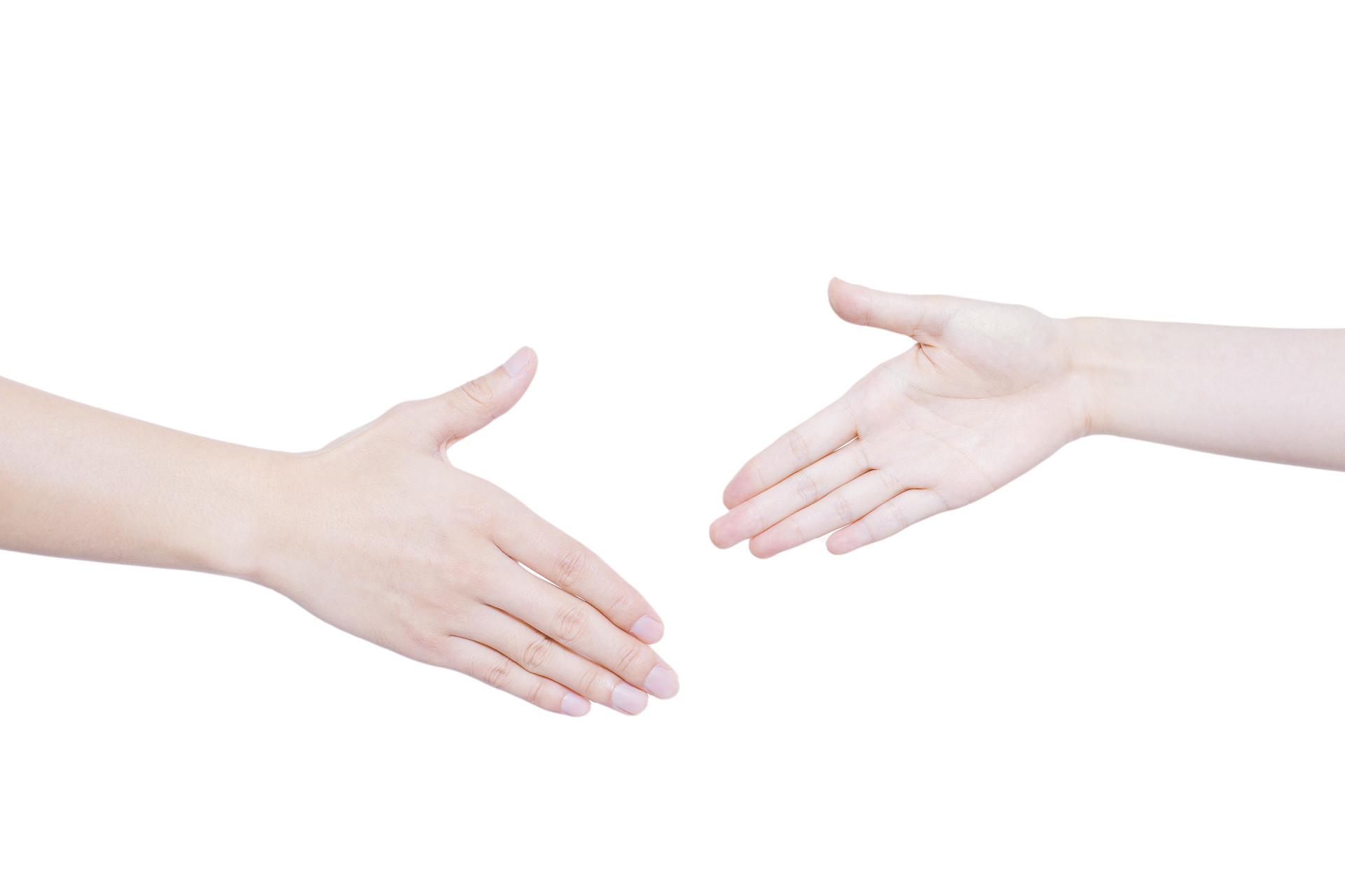 白底手势人物手势双手伸手手势握手手势