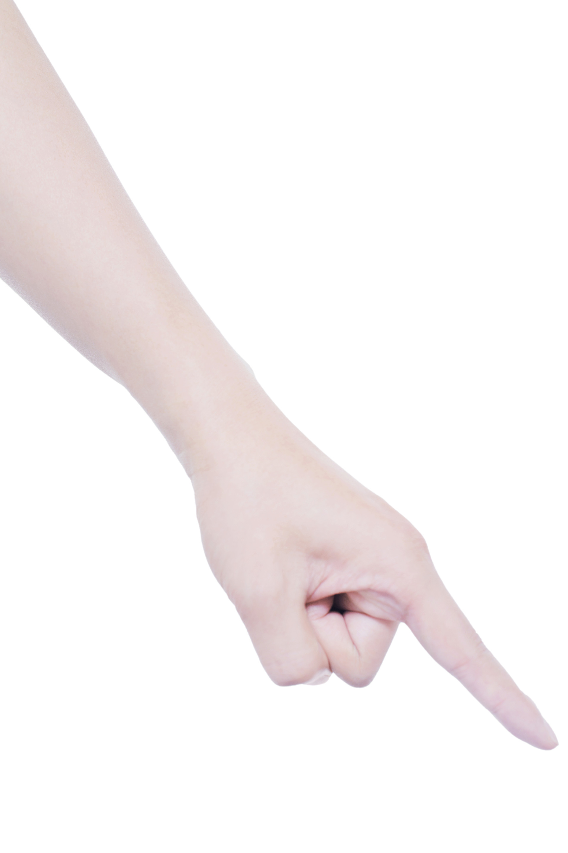 白底手势人物手势一根手指伸出手指向下指