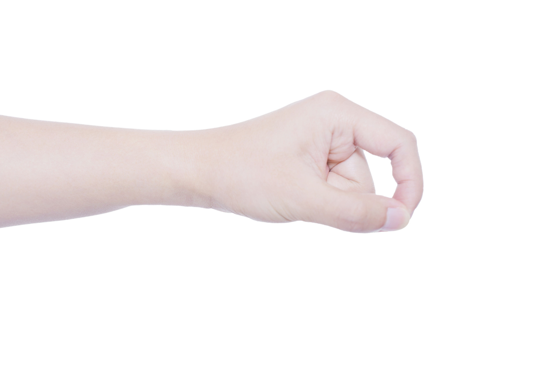 白底手势人物手势手握拳捏住东西