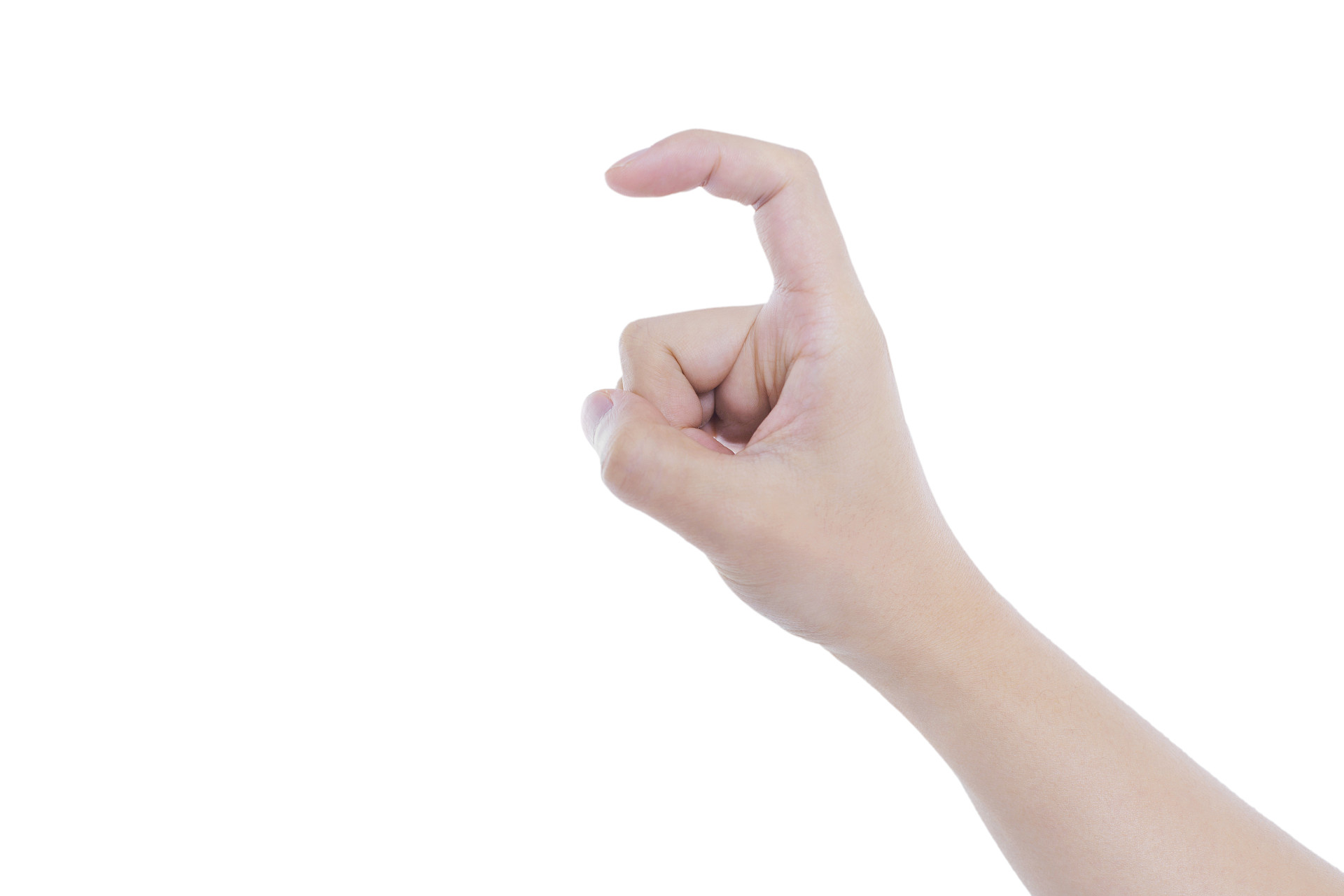 白底手势人物手势手指弯曲食指弯曲