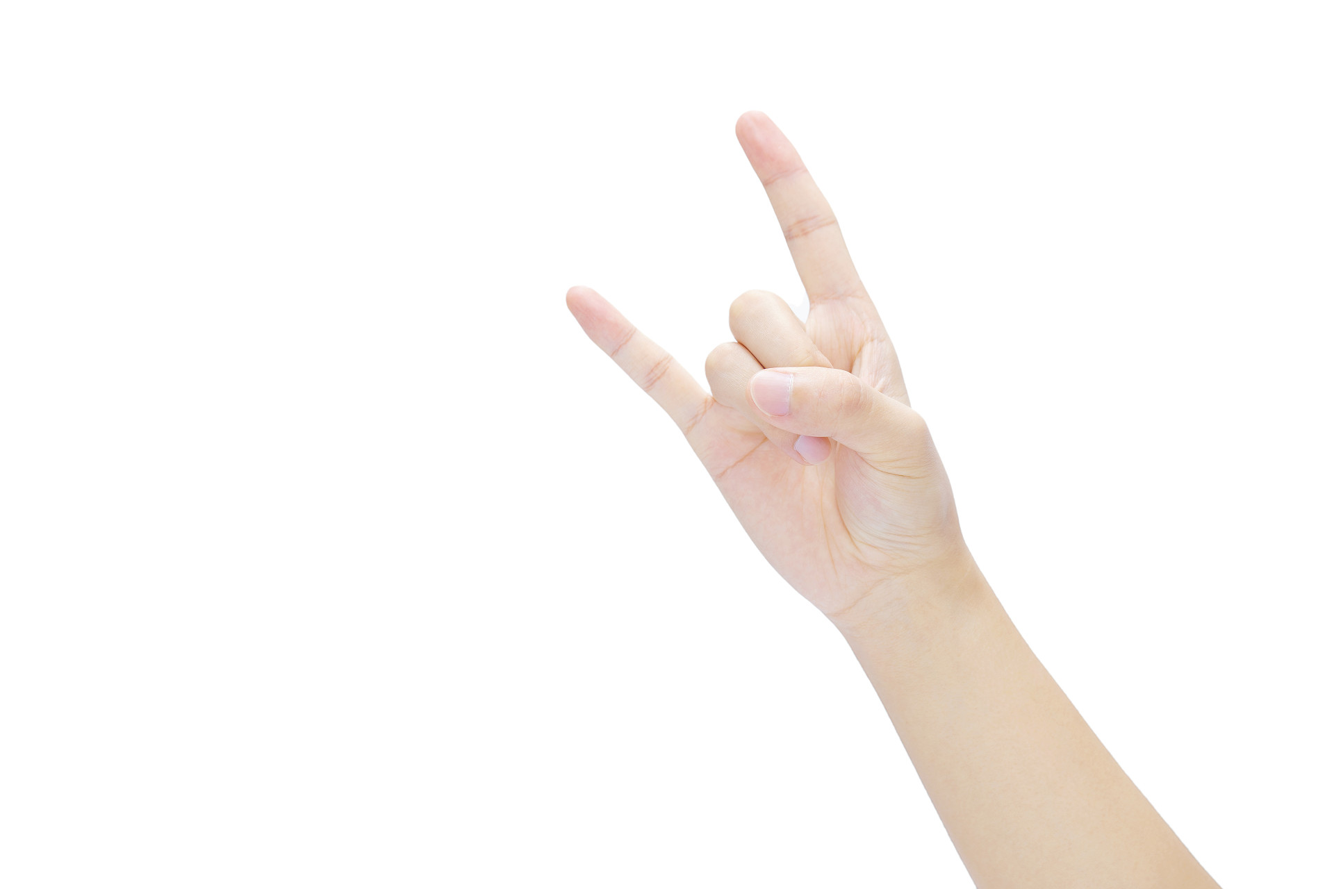 白底手势人物手势两根手指摇滚手势