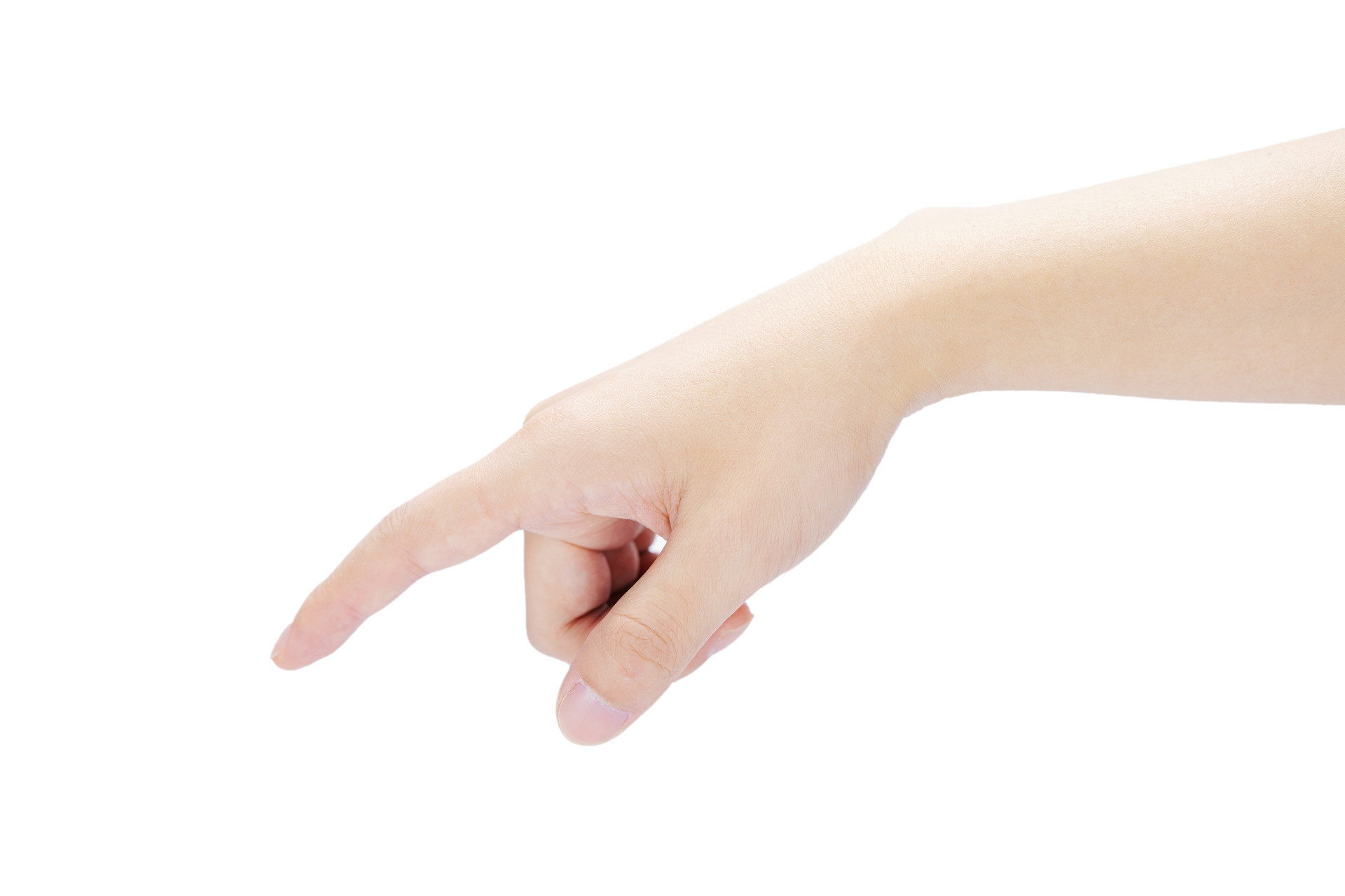 白底手势人物手势一根手指伸出手指向下指