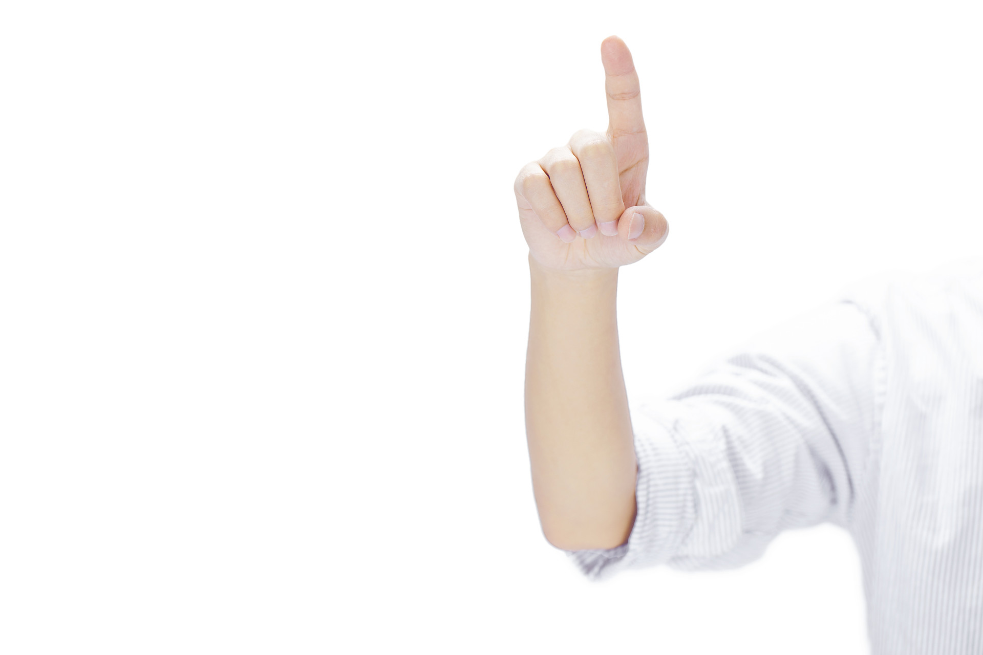 白底手势人物手势商务职场衬衣一根手指伸出手指