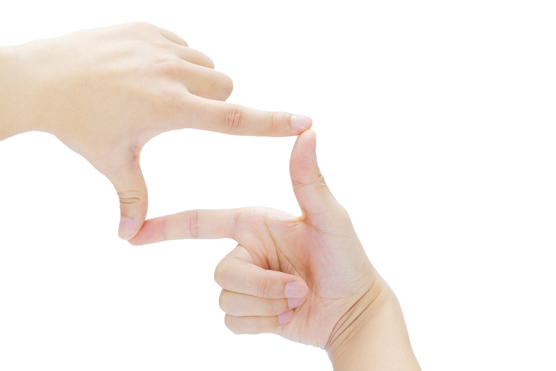 白底手势人物手势两只手手指框手指组合