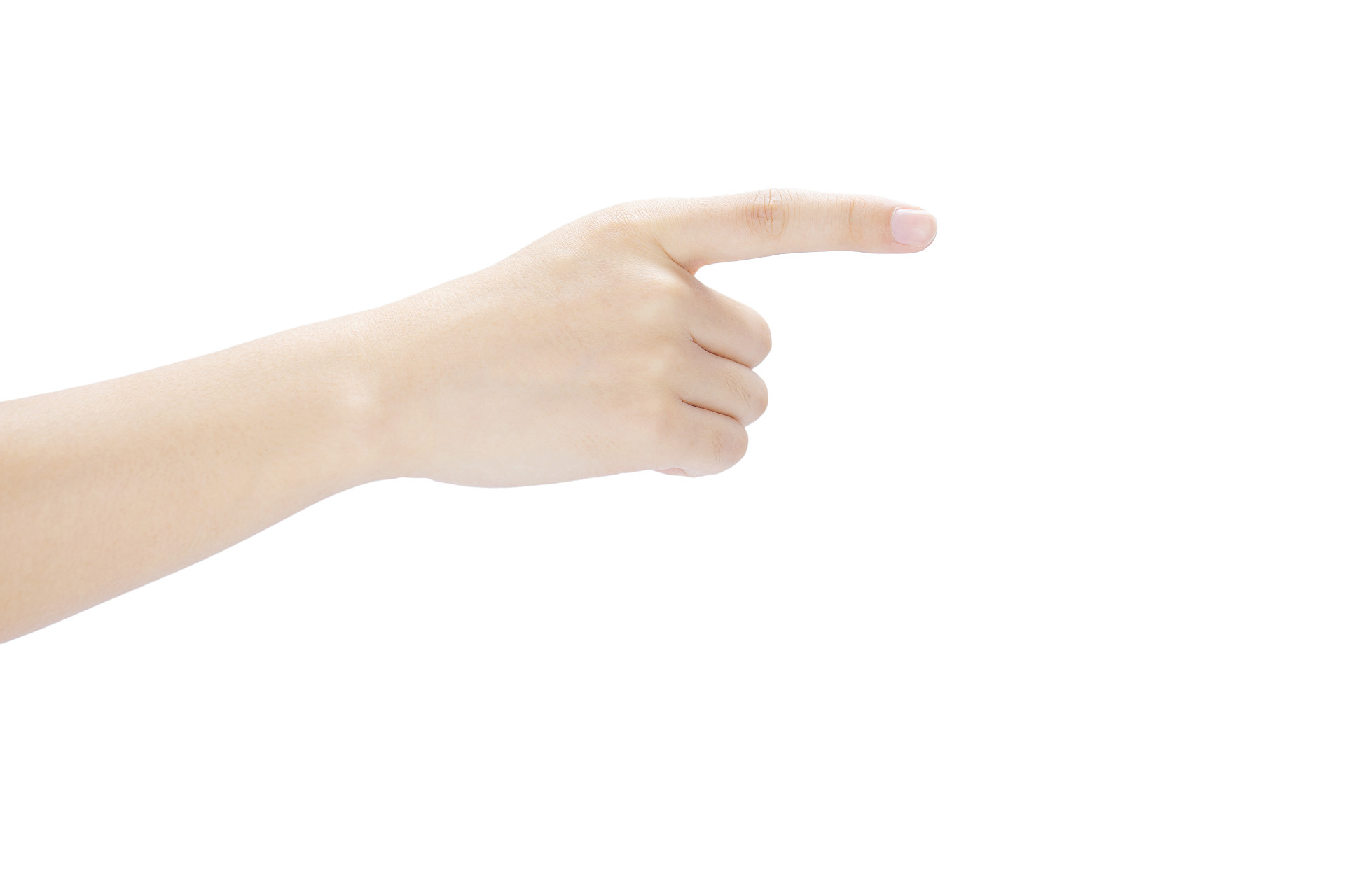 白底手势人物手势伸出手指向右指