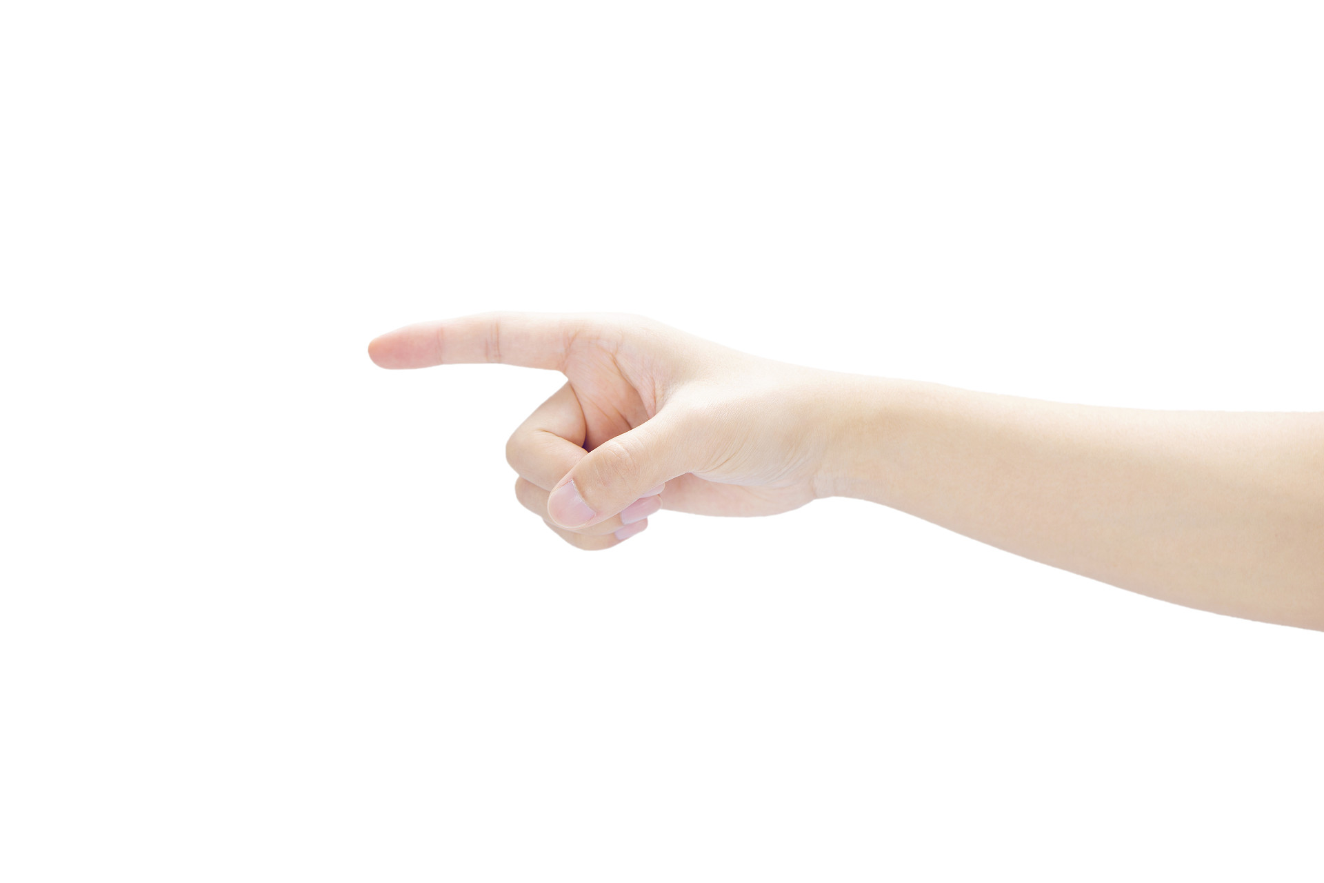 白底手势人物手势伸出手指向左指