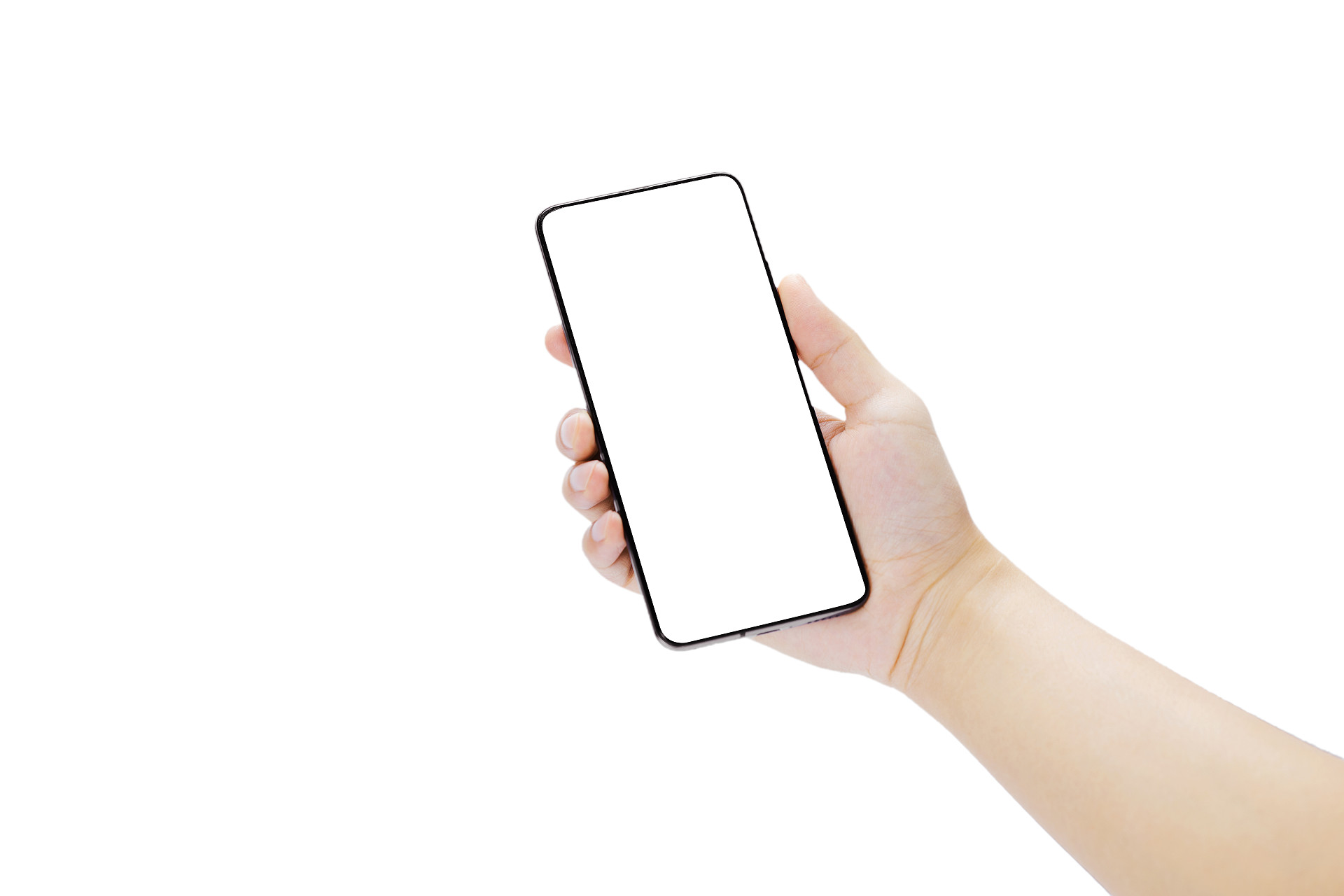 白底手势人物手势单手玩手机看手机