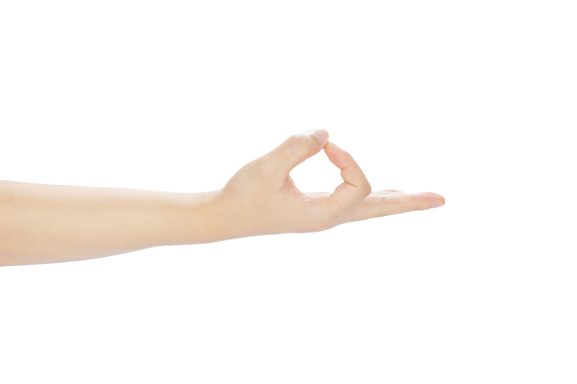 白底手势人物手势弯曲手掌微弯手掌OK手势