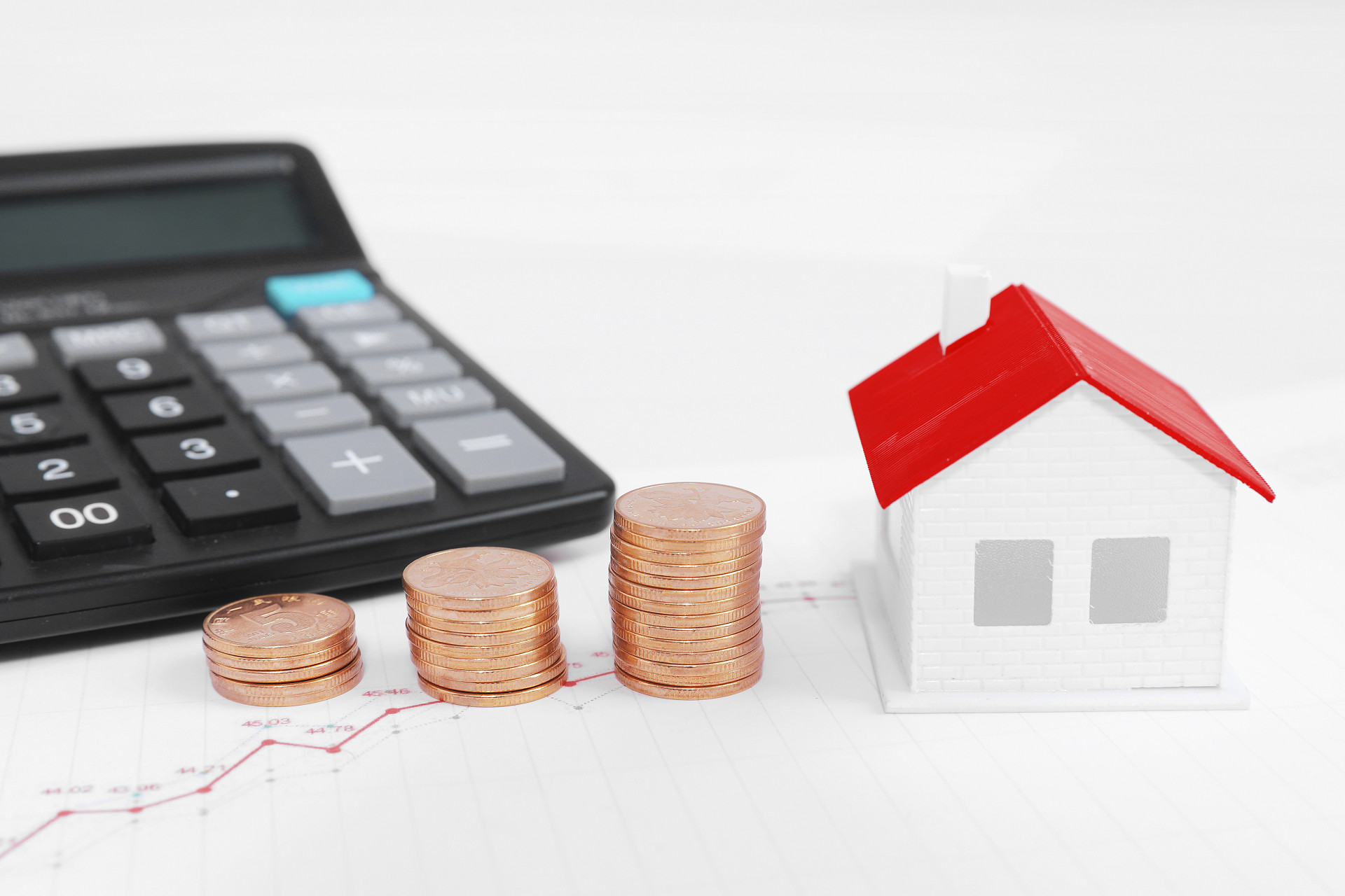 金币硬币房子模型计算器计算机金融投资