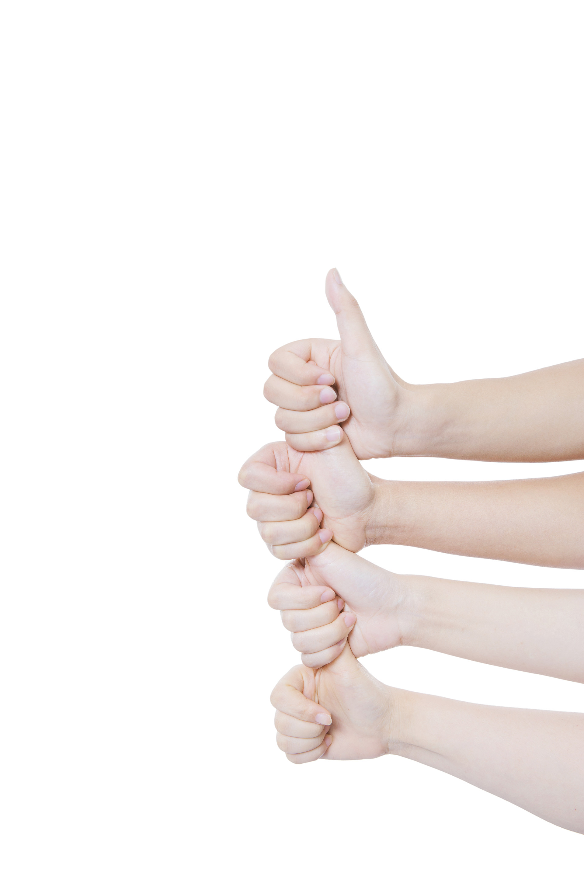 白底手势人物手势右侧手势团结手势竖起大拇指