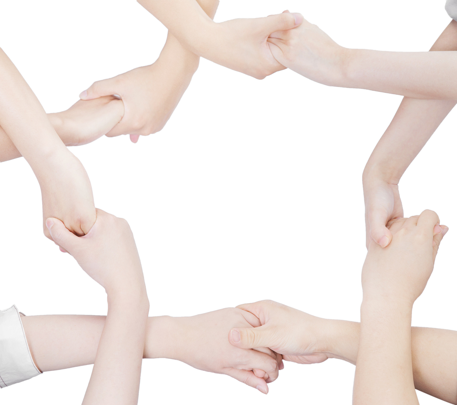 白底手势人物手势很多手握住团结手势支持手势