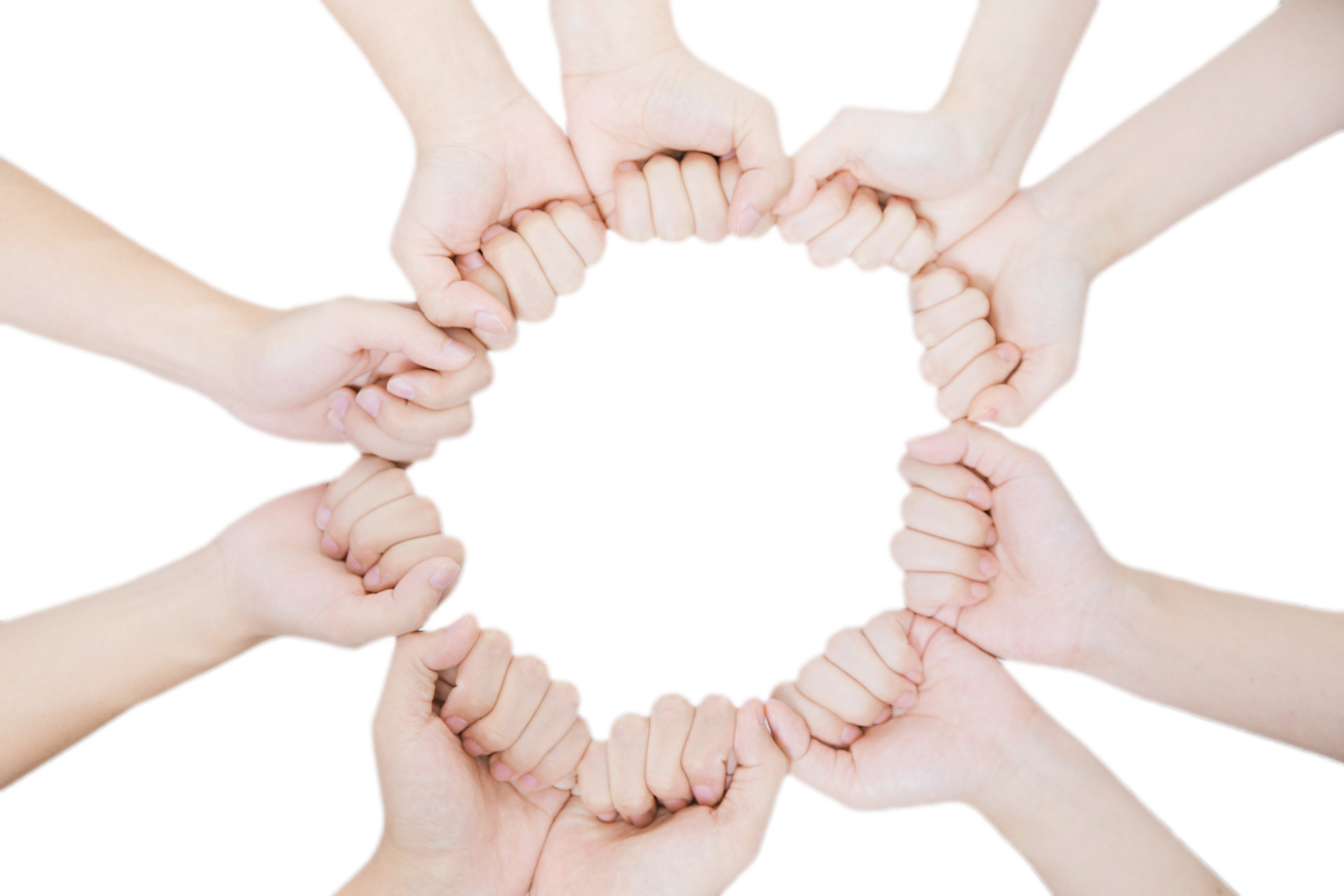 白底手势人物手势拳头环绕手势团结手势合作手势