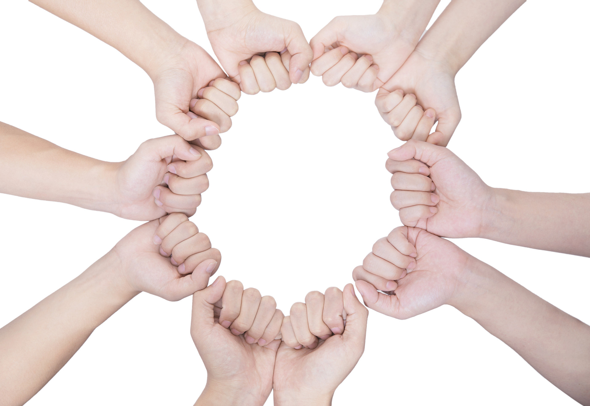 白底手势人物手势拳头环绕手势团结手势