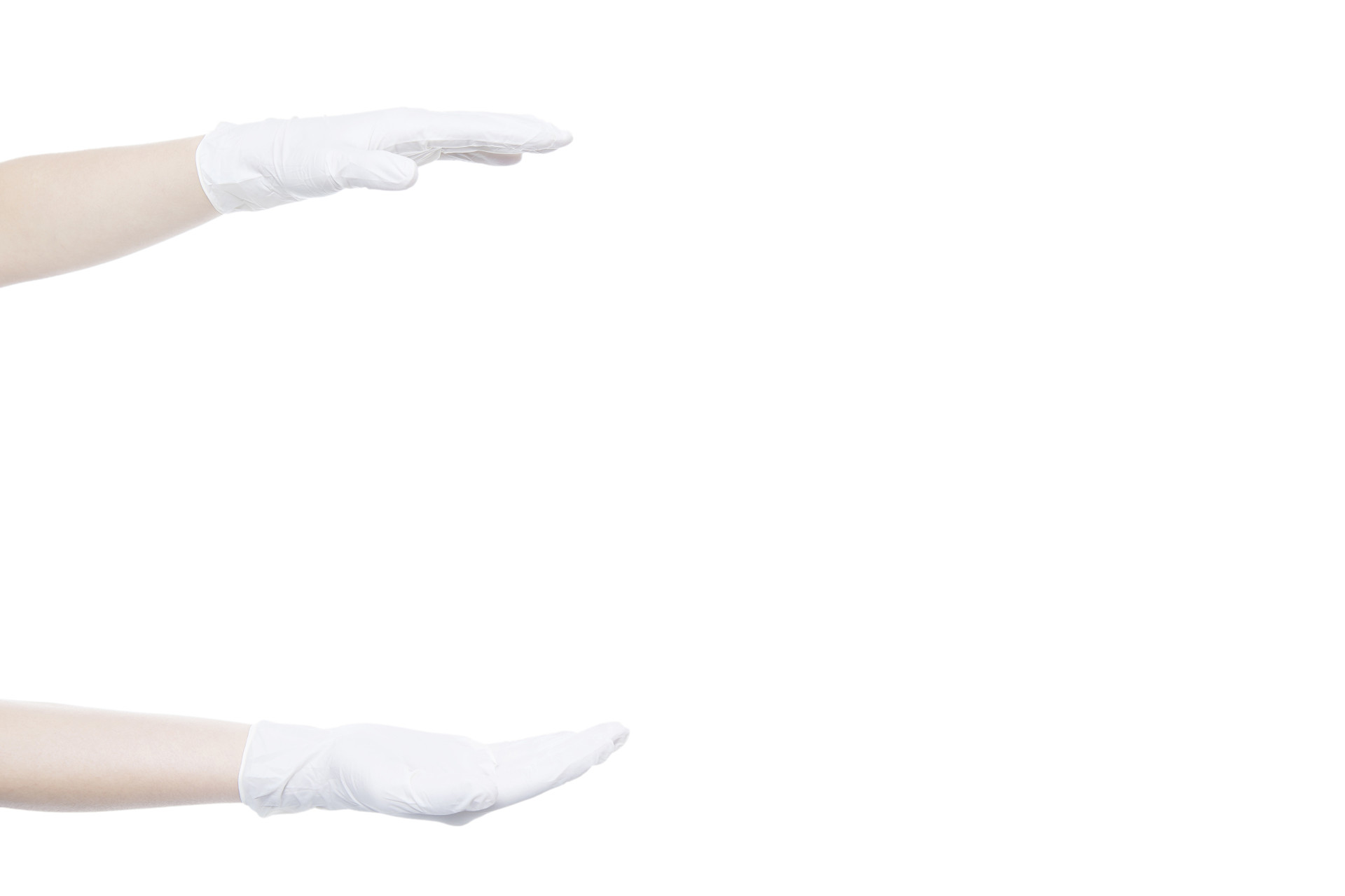 白底白手套手势人物手势两手相对手掌向下手掌向上