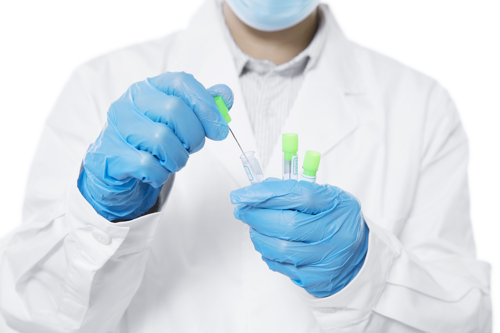 白底手拿试管医务人员医护人员医生专家职业照