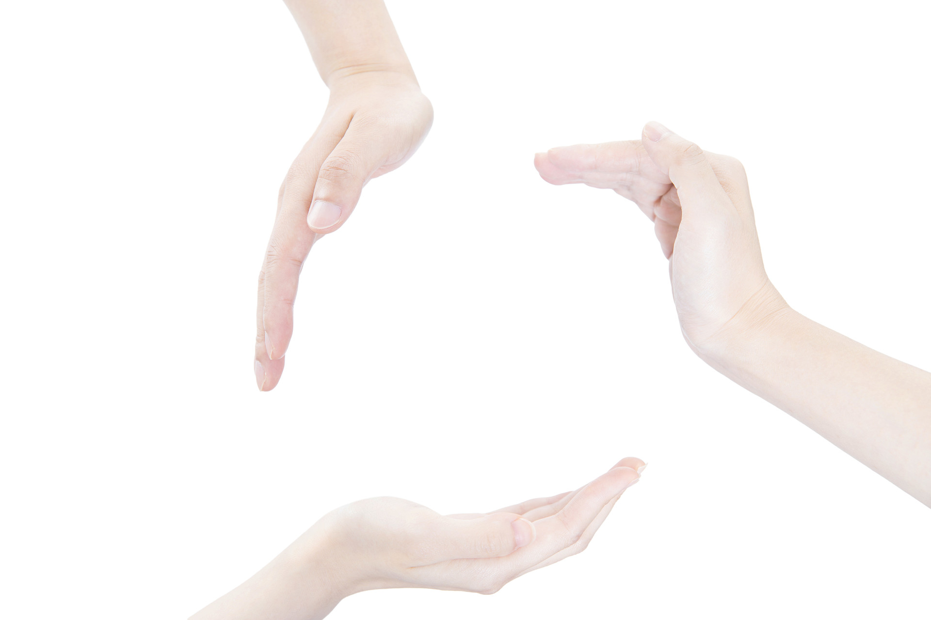 白底手势人物手势弯曲的手环绕手势保护手势呵护手势