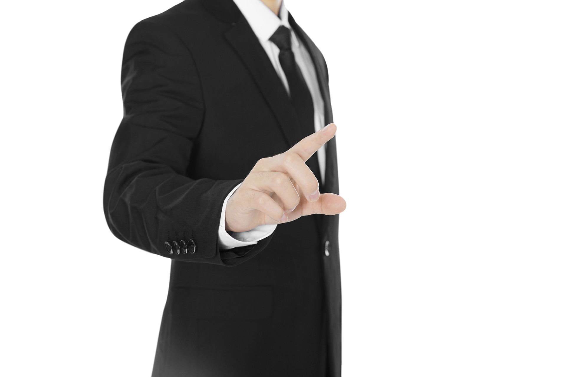 白底商务西装手势人物手势比划大小比划长短