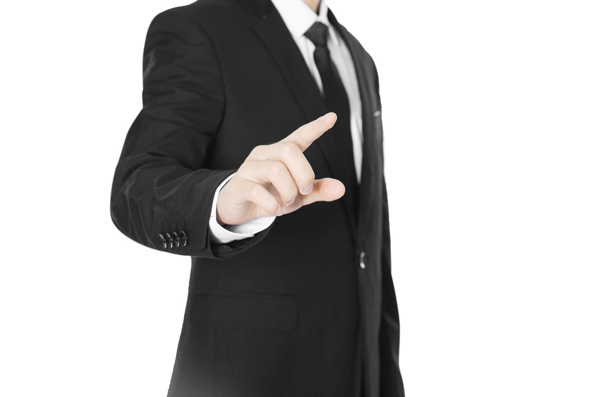 白底商务西装手势人物手势比划大小